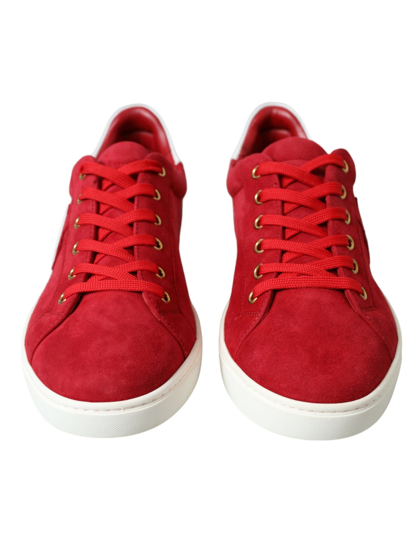 Dolce & Gabbana Elegante Røde & Hvide Lædersneakers