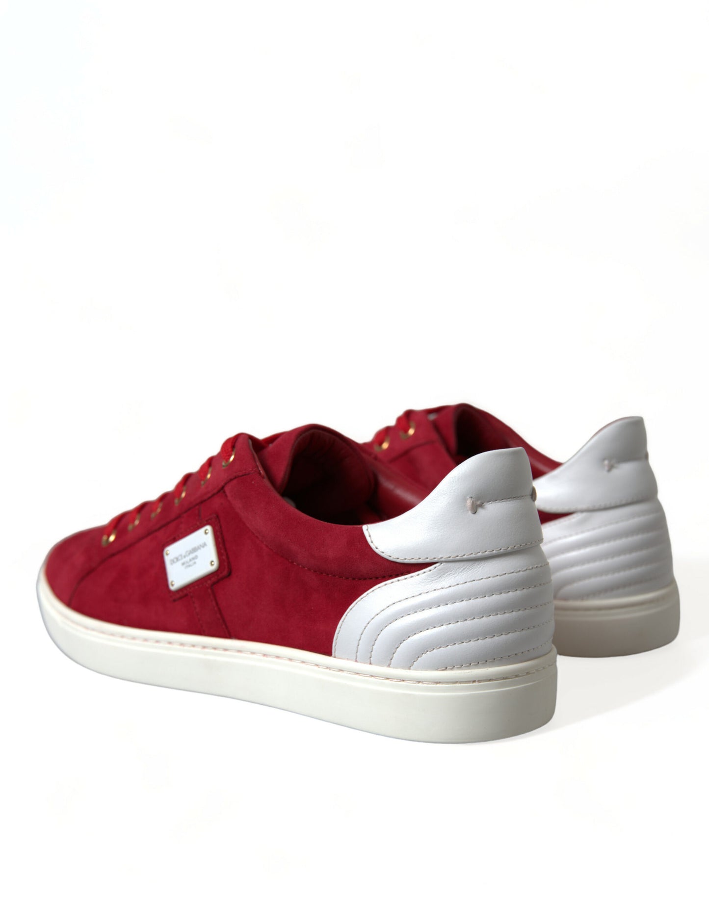 Dolce & Gabbana Elegante Røde & Hvide Lædersneakers
