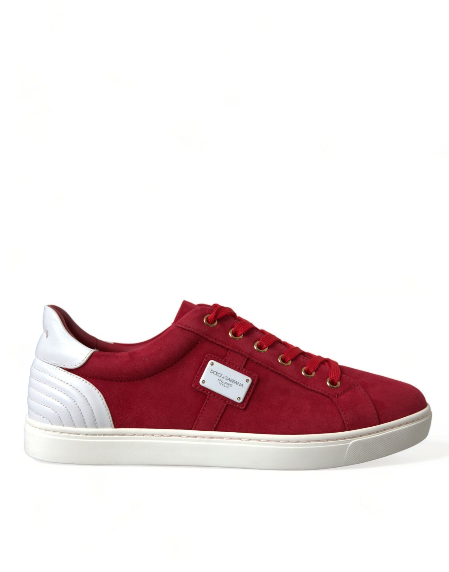 Dolce & Gabbana Elegante Røde & Hvide Lædersneakers