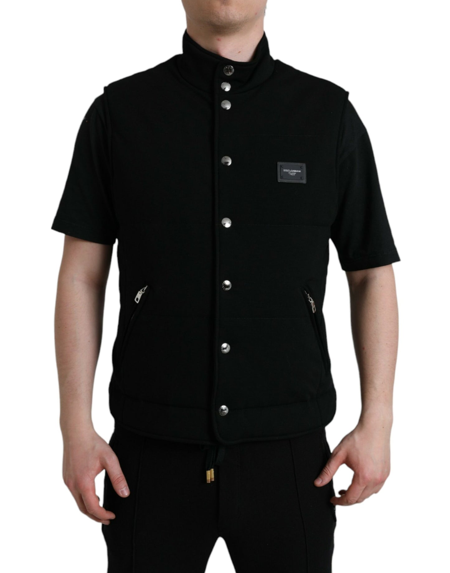 Dolce & Gabbana Elegant Sort Ærmeløs Vestjakke