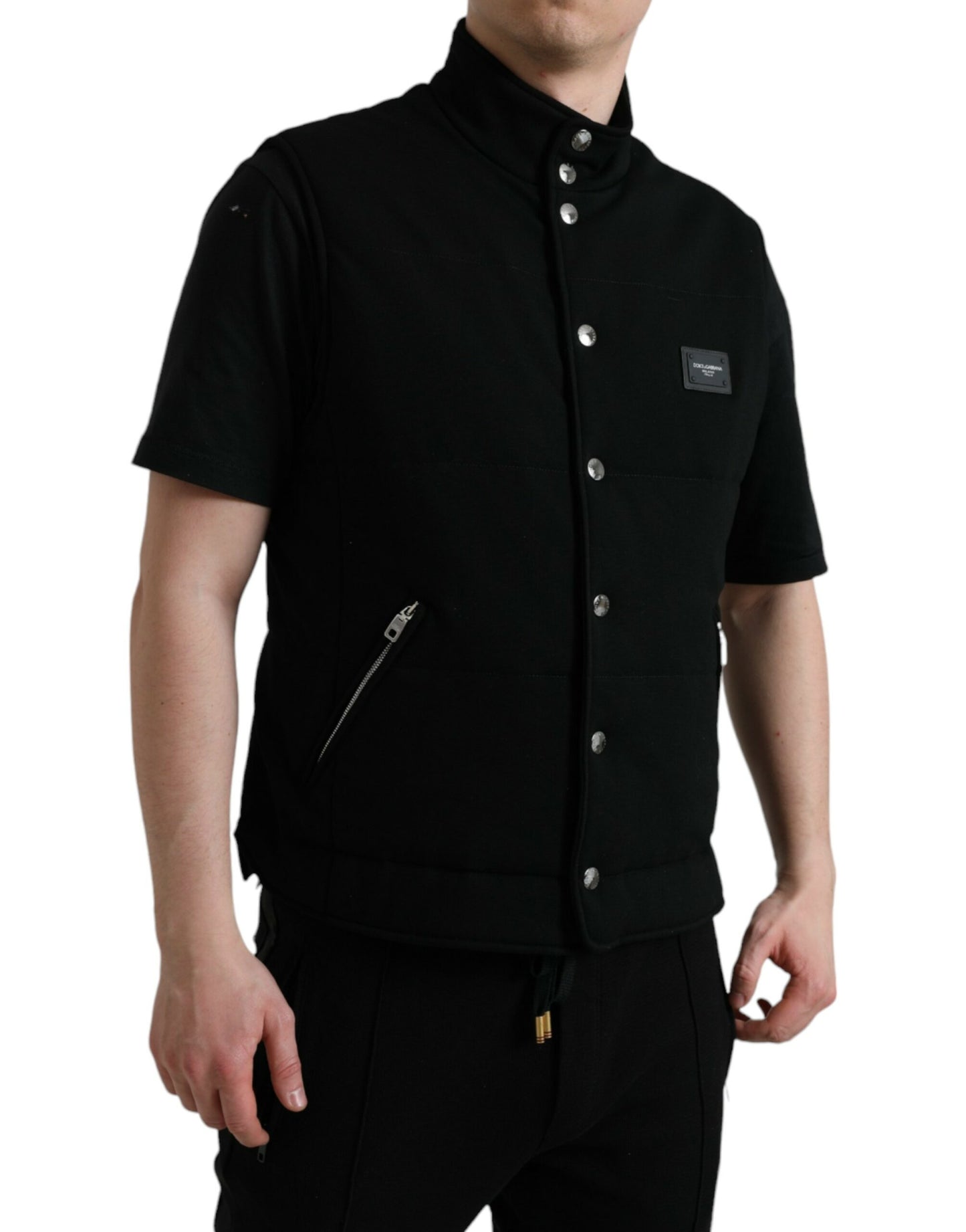 Dolce & Gabbana Elegant Sort Ærmeløs Vestjakke