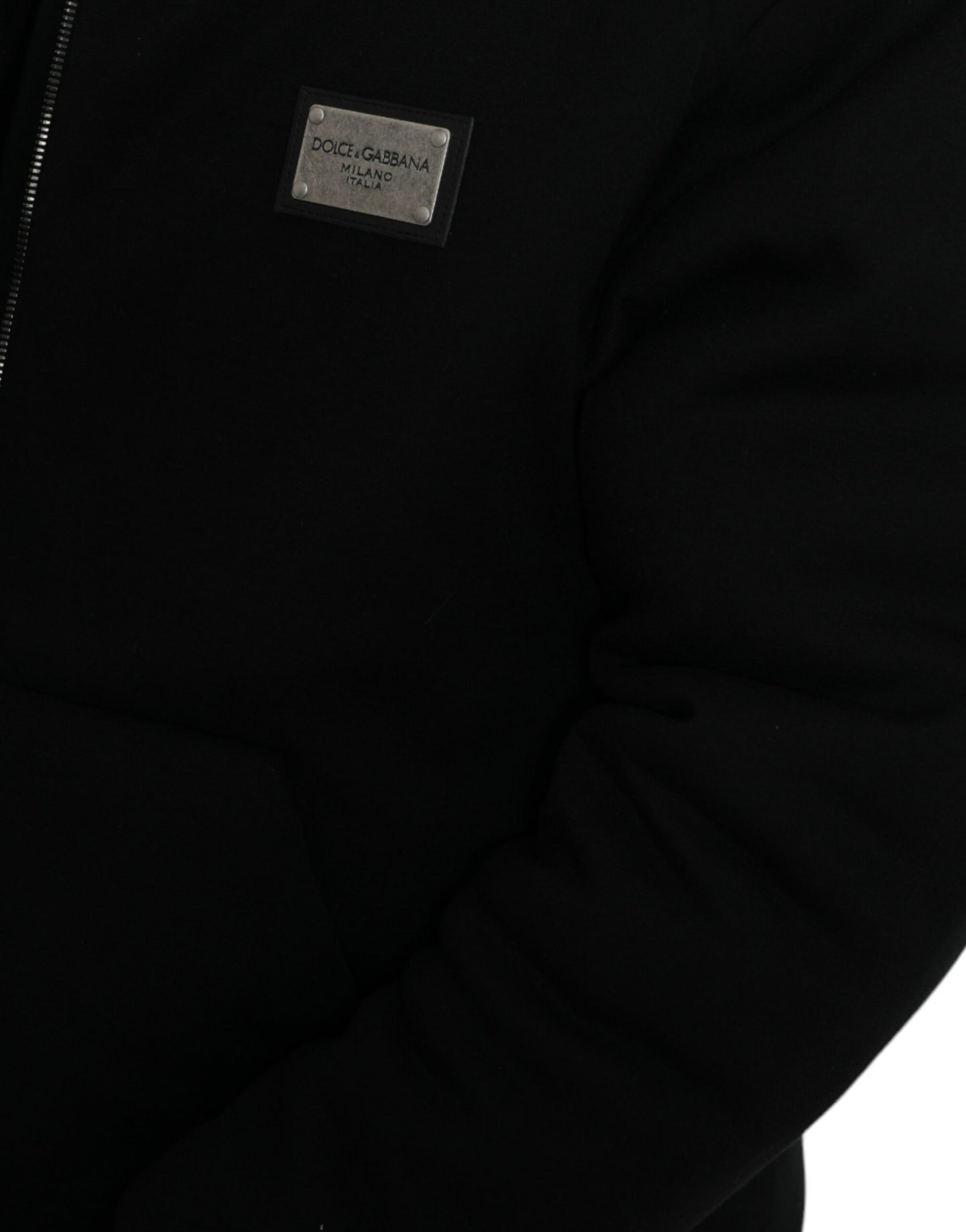 Dolce & Gabbana Elegant Sort Bomberjakke med Hætte