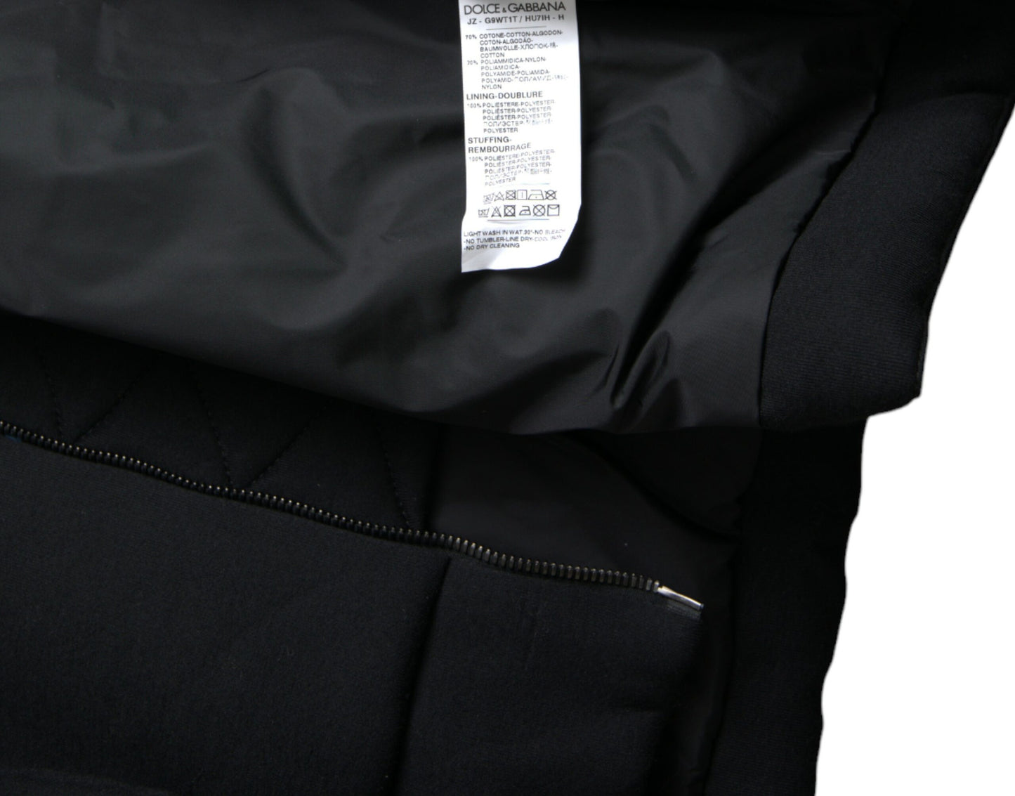 Dolce & Gabbana Elegant Sort Bomberjakke med Hætte