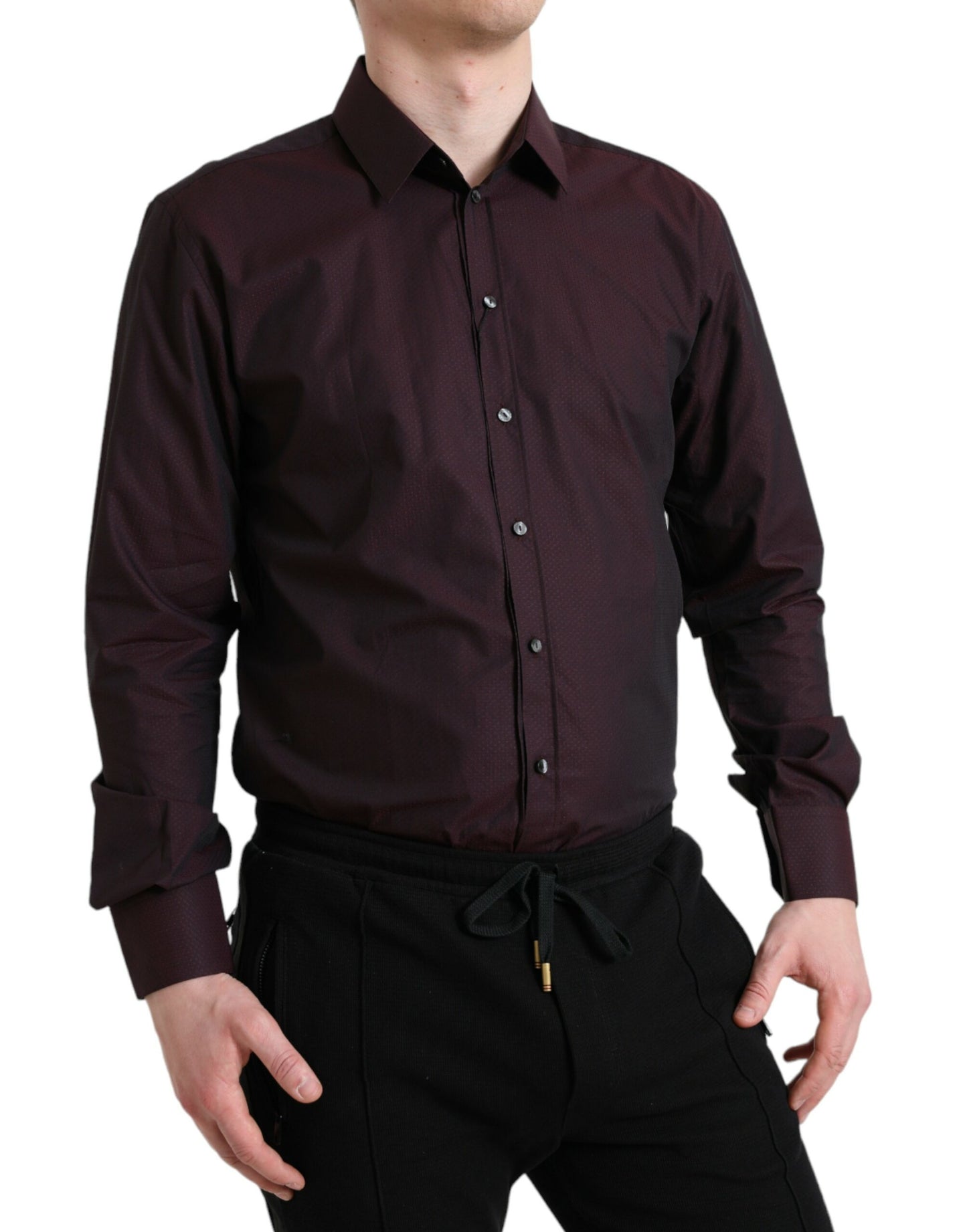 Dolce & Gabbana Elegant Maroon Martini Skjorte