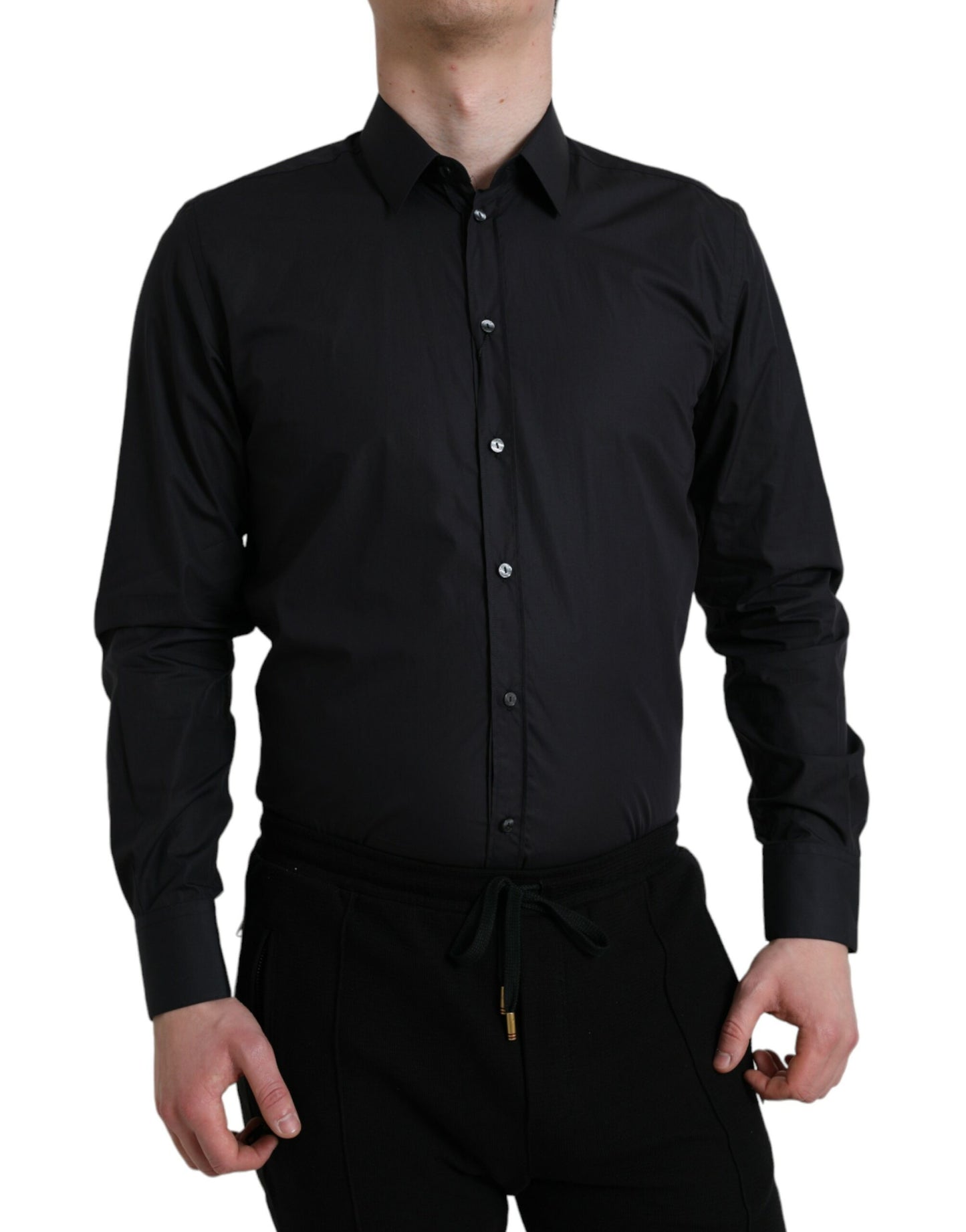 Dolce & Gabbana Elegant Marineblå Slim Fit Skjorte