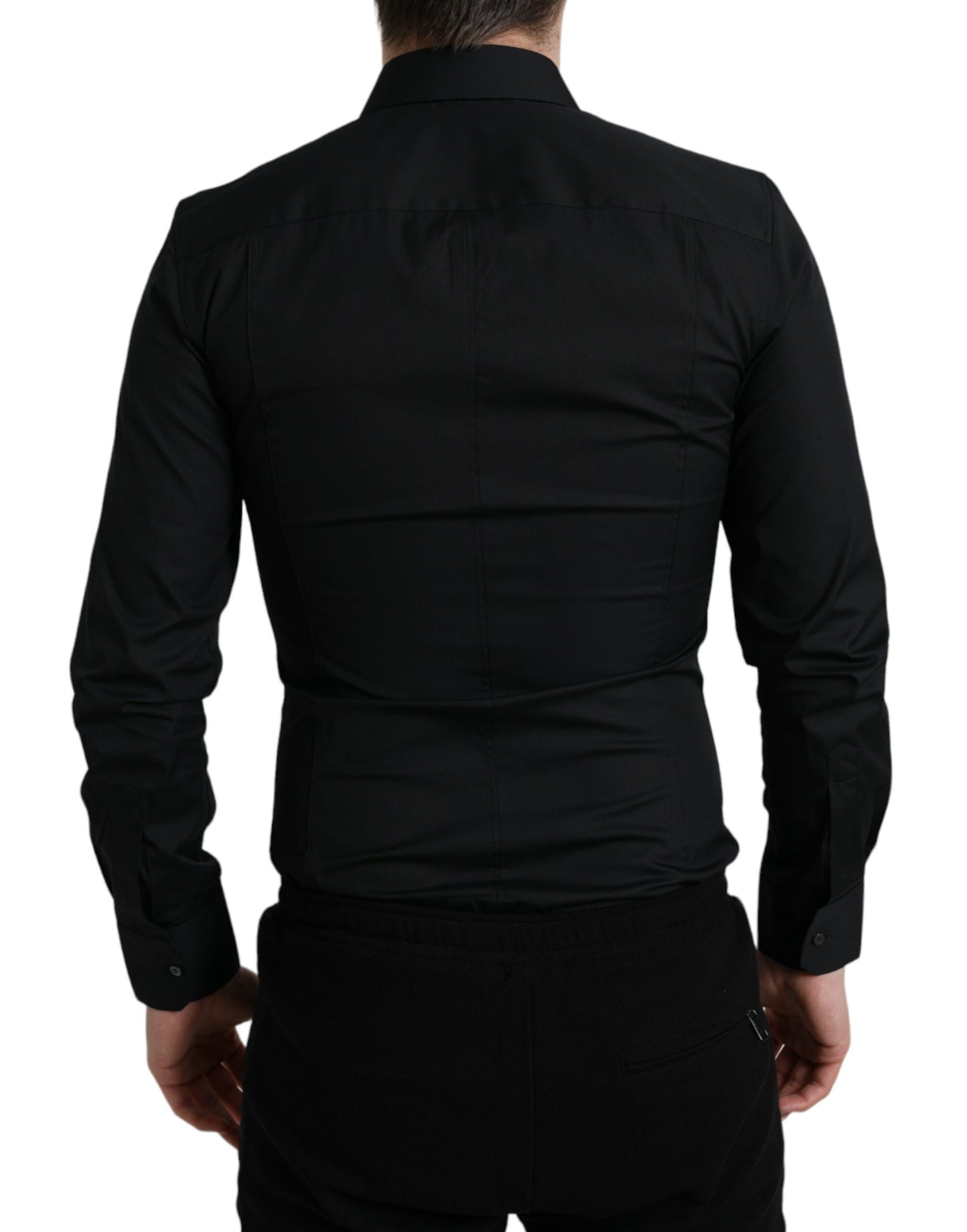 Dolce & Gabbana Elegant Sort Slim Fit Italiensk Skjorte