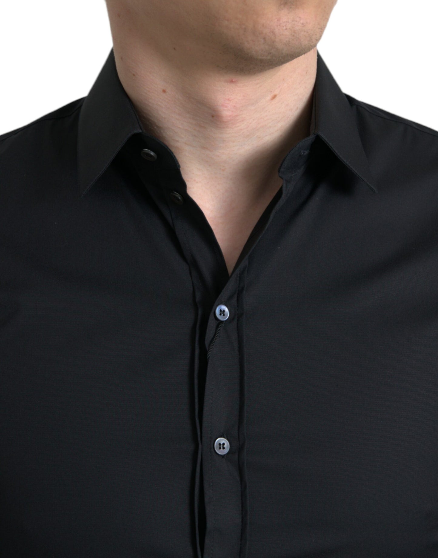 Dolce & Gabbana Elegant Sort Slim Fit Italiensk Skjorte