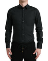 Dolce & Gabbana Elegant Slim Sort Silkeblanding Skjorte