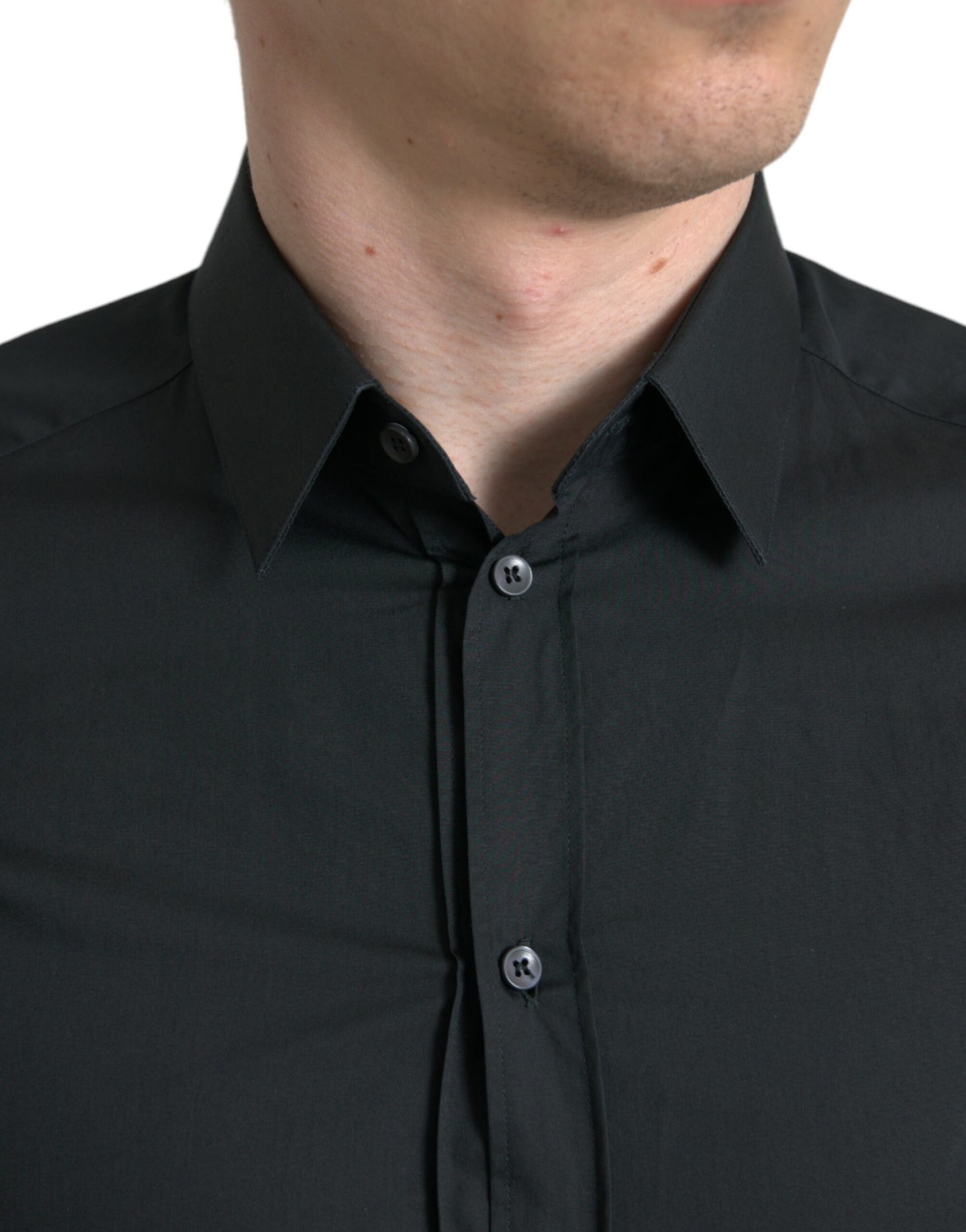 Dolce & Gabbana Elegant Slim Sort Silkeblanding Skjorte