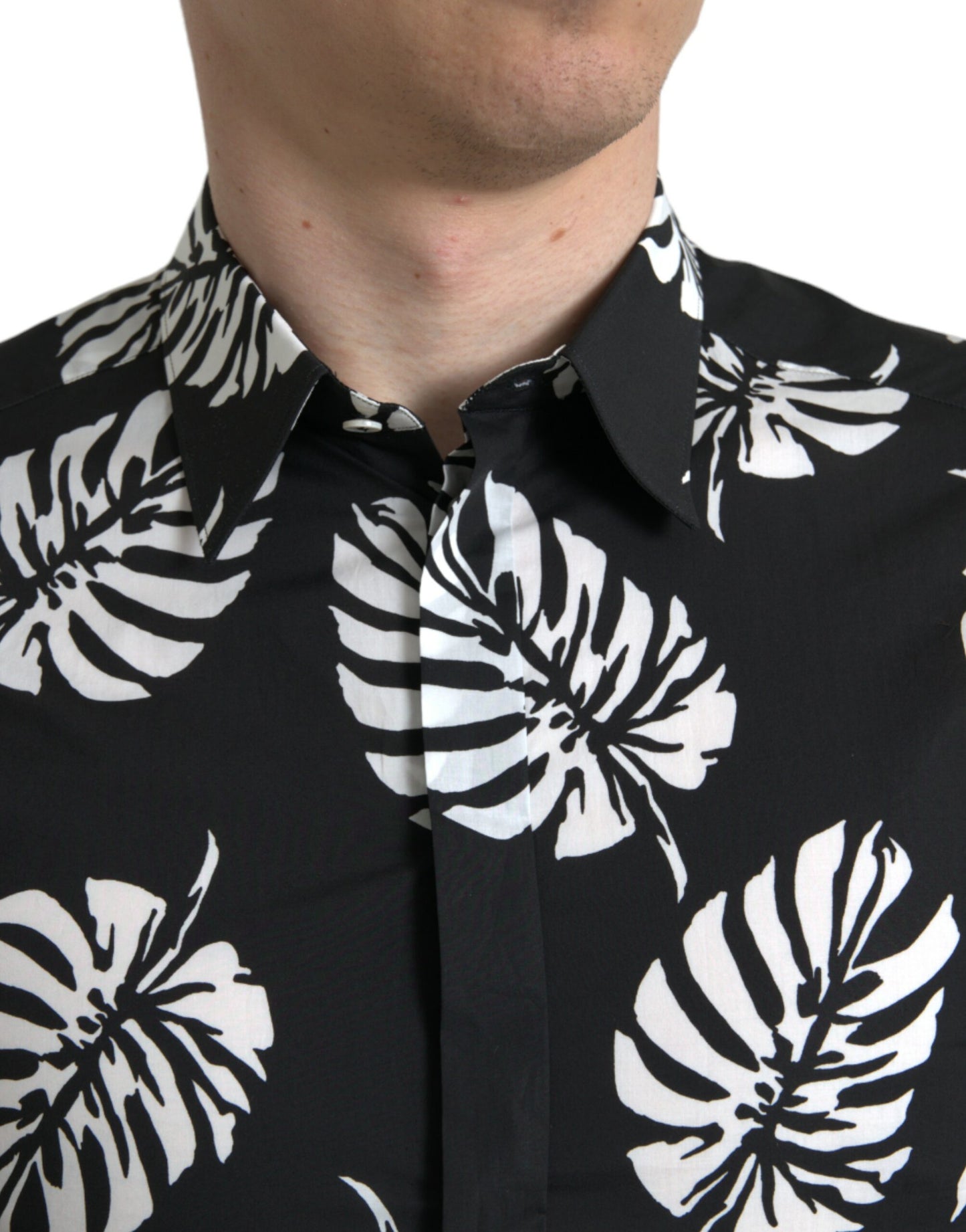 Dolce & Gabbana Elegant Bladprint Slim Fit Skjorte