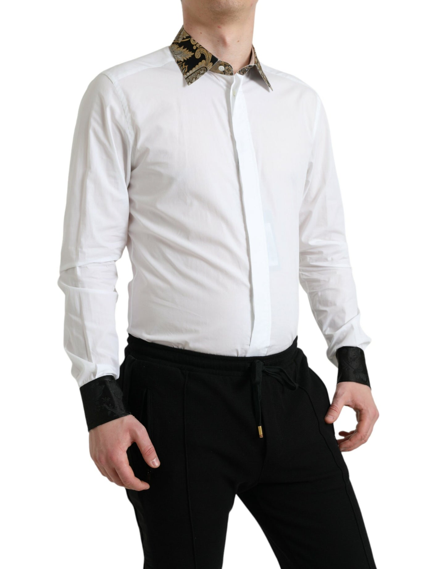 Dolce & Gabbana Elegant Guld Detalje Skjorte