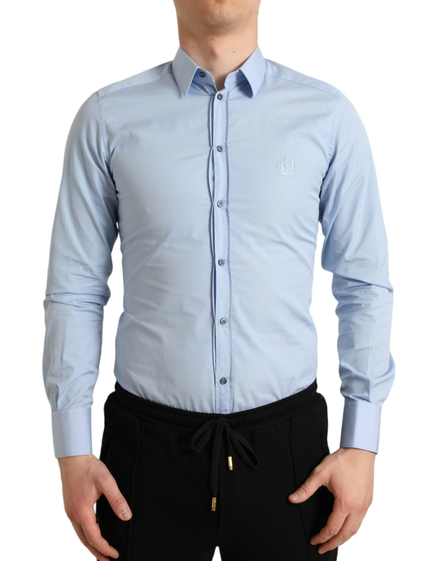 Dolce & Gabbana Elegant Slim Fit Himmelblå Skjorte