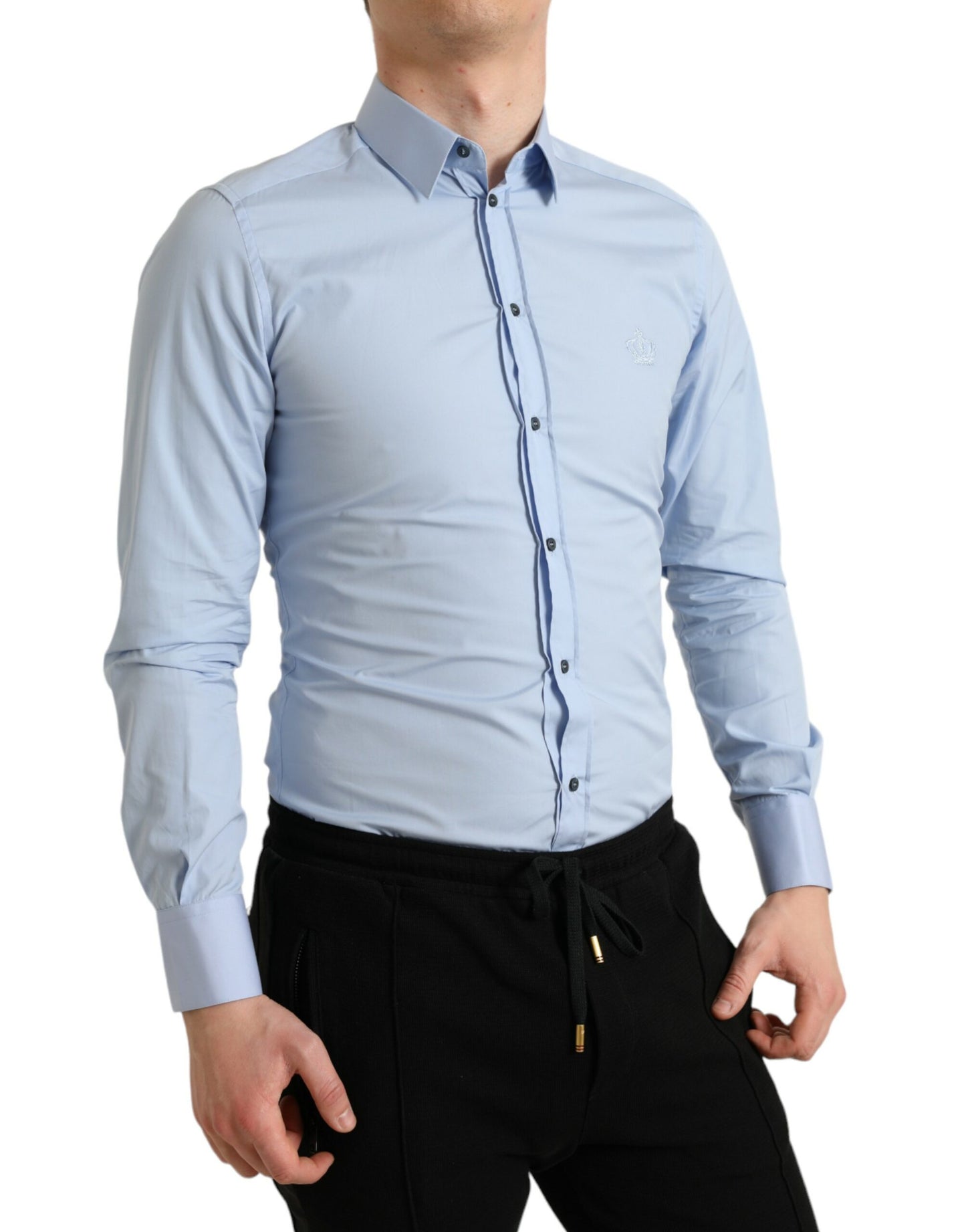 Dolce & Gabbana Elegant Slim Fit Himmelblå Skjorte