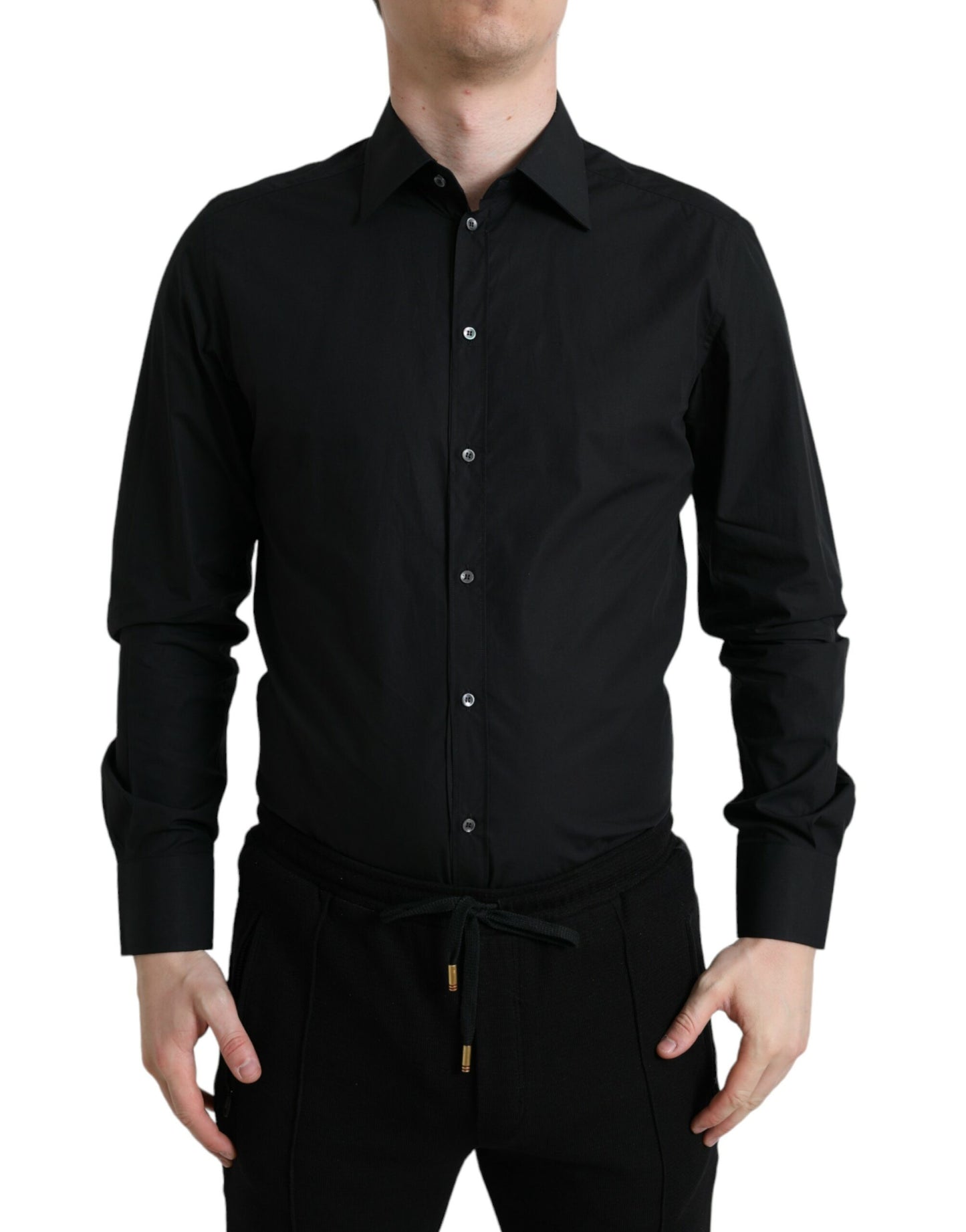 Dolce & Gabbana Sleek Sort Slim Fit Italiensk Skjorte