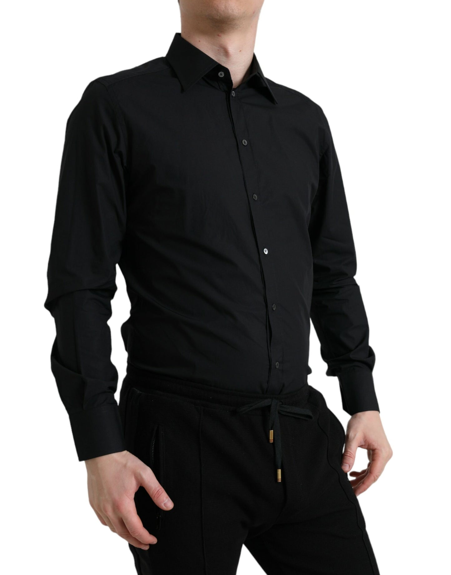 Dolce & Gabbana Sleek Sort Slim Fit Italiensk Skjorte
