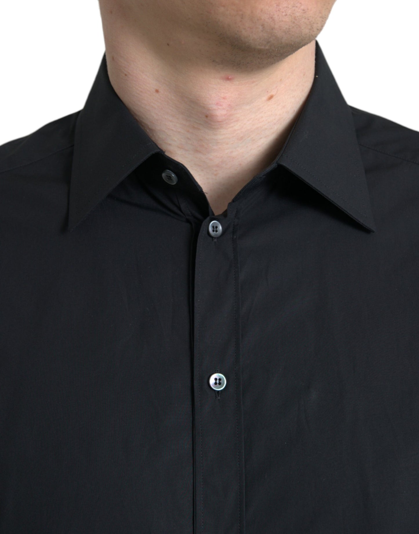 Dolce & Gabbana Sleek Sort Slim Fit Italiensk Skjorte