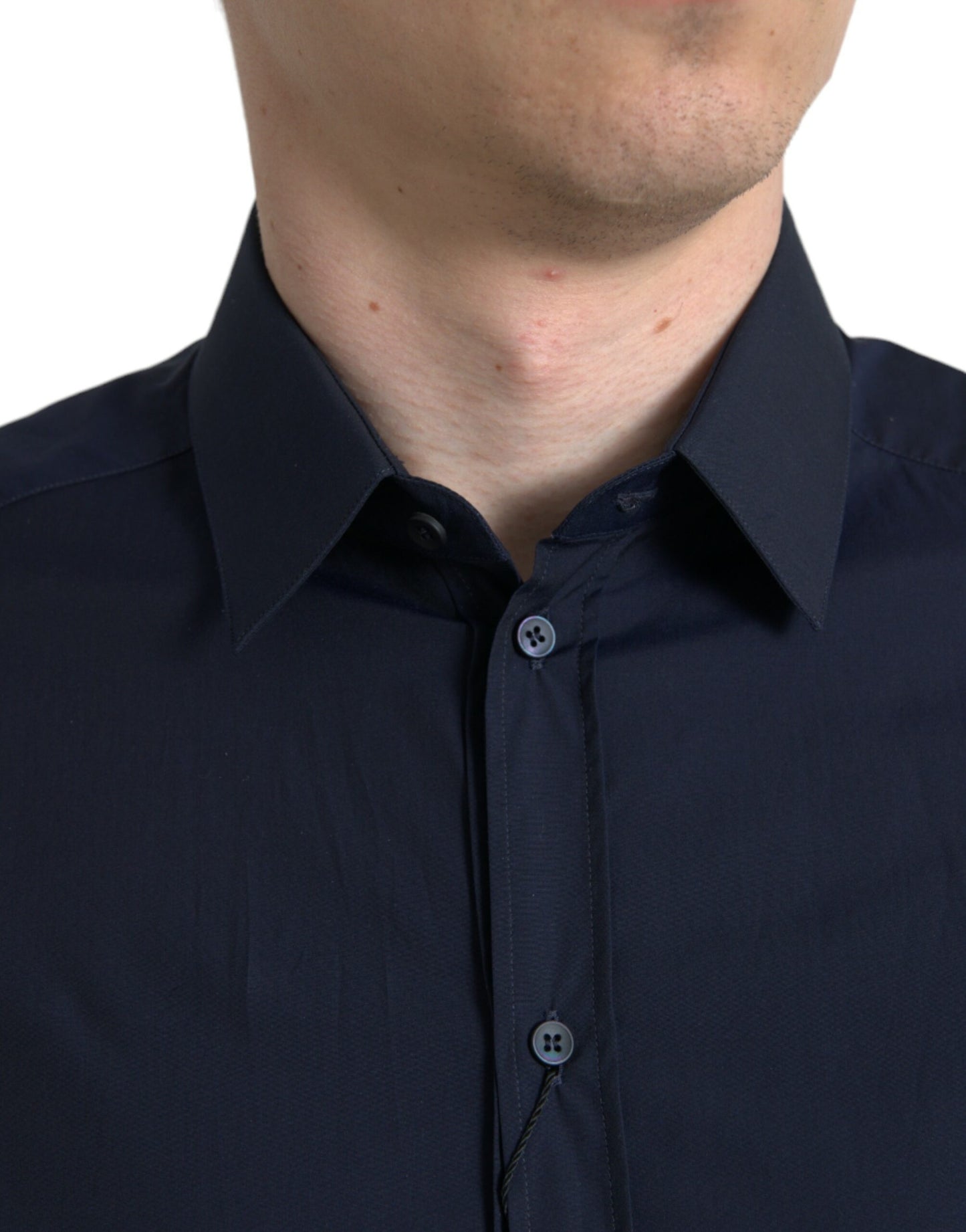 Dolce & Gabbana Elegant Marineblå Jacquard Skjorte