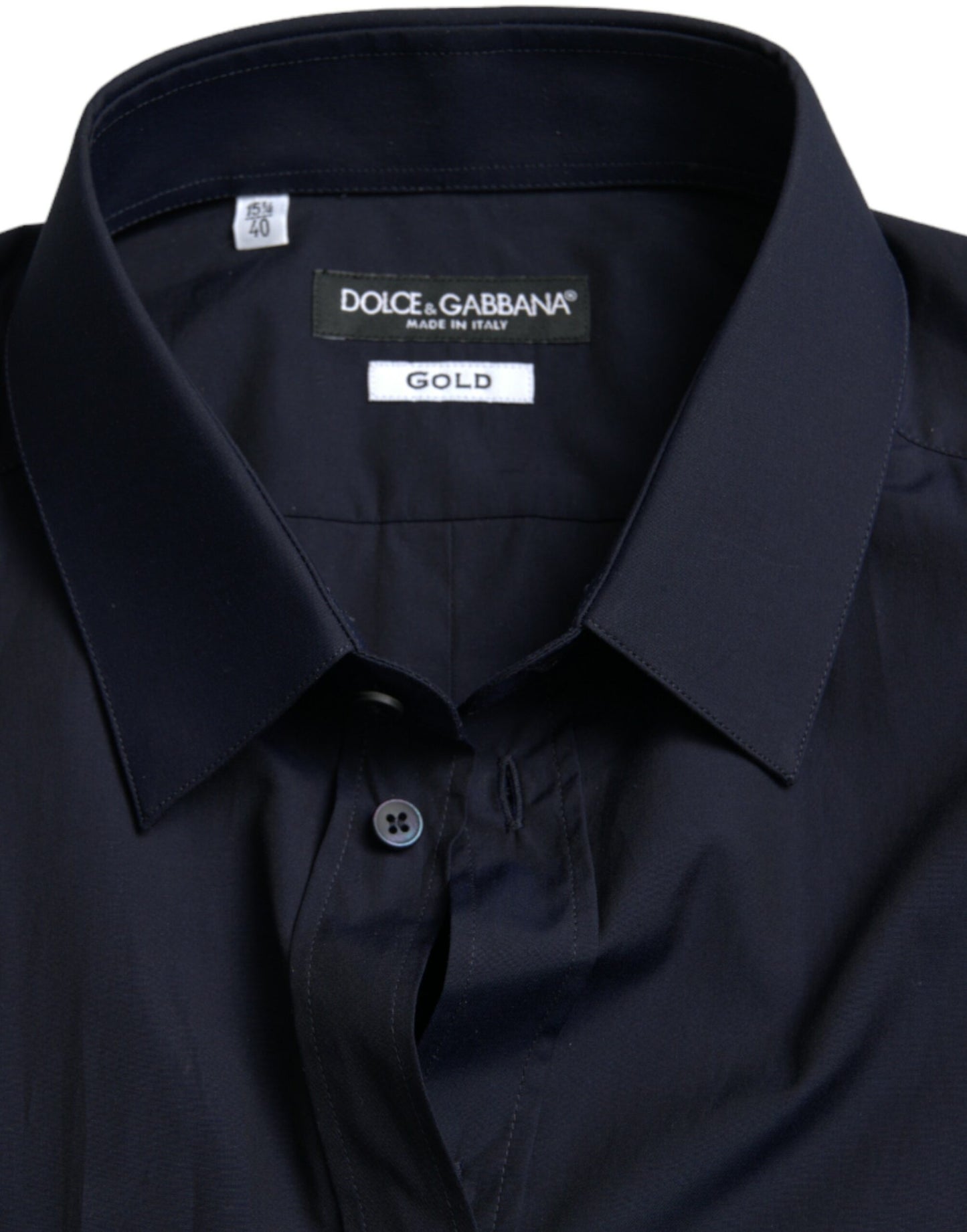 Dolce & Gabbana Elegant Marineblå Jacquard Skjorte