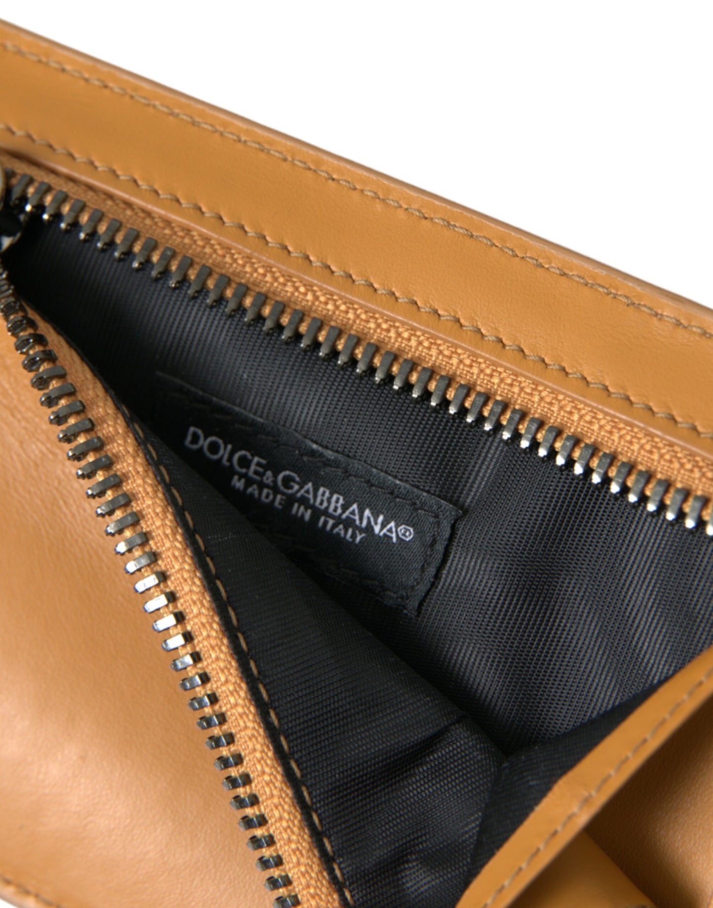Dolce & Gabbana Elegant Orange Kortholder i Kalveskind