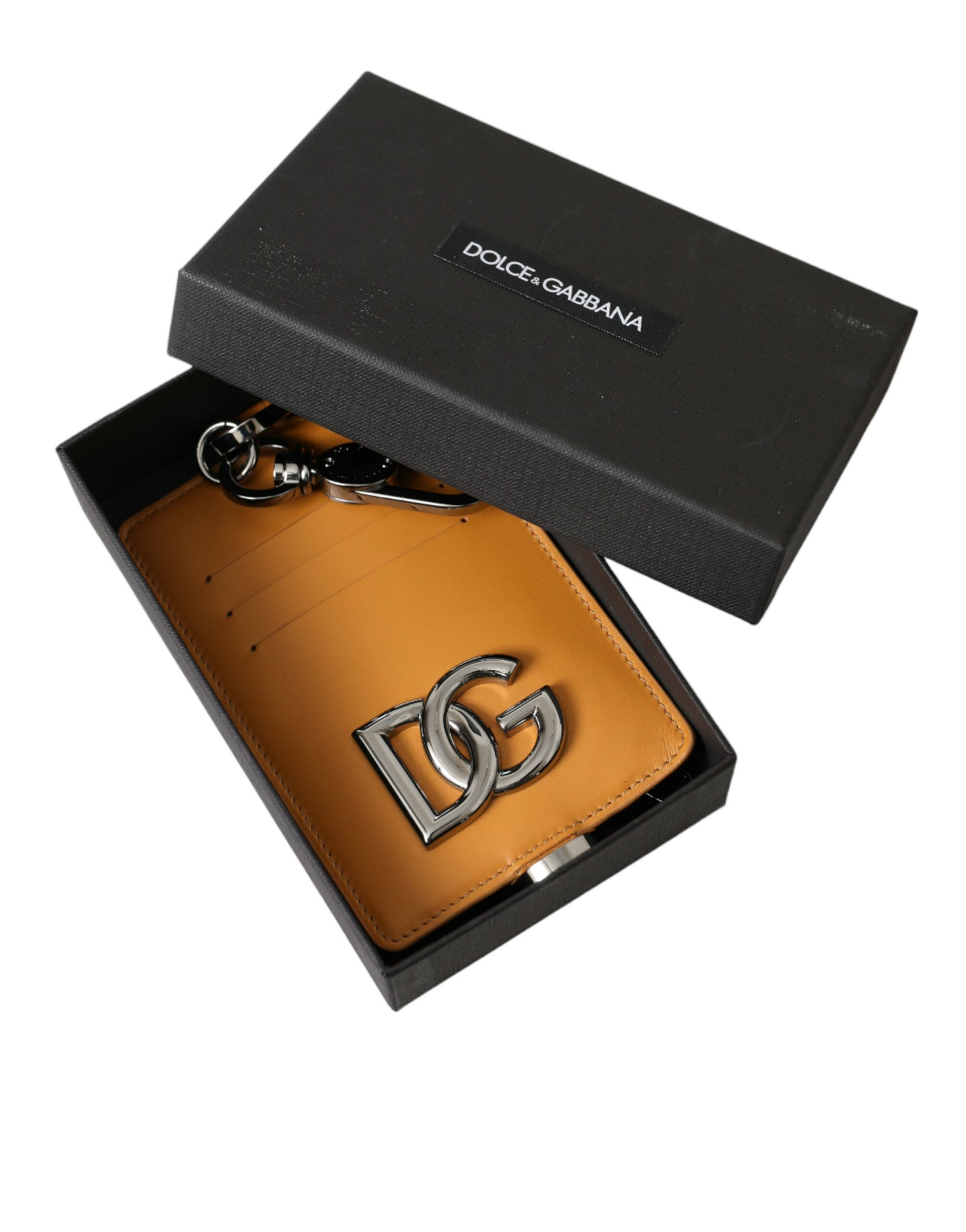 Dolce & Gabbana Elegant Orange Kortholder i Kalveskind