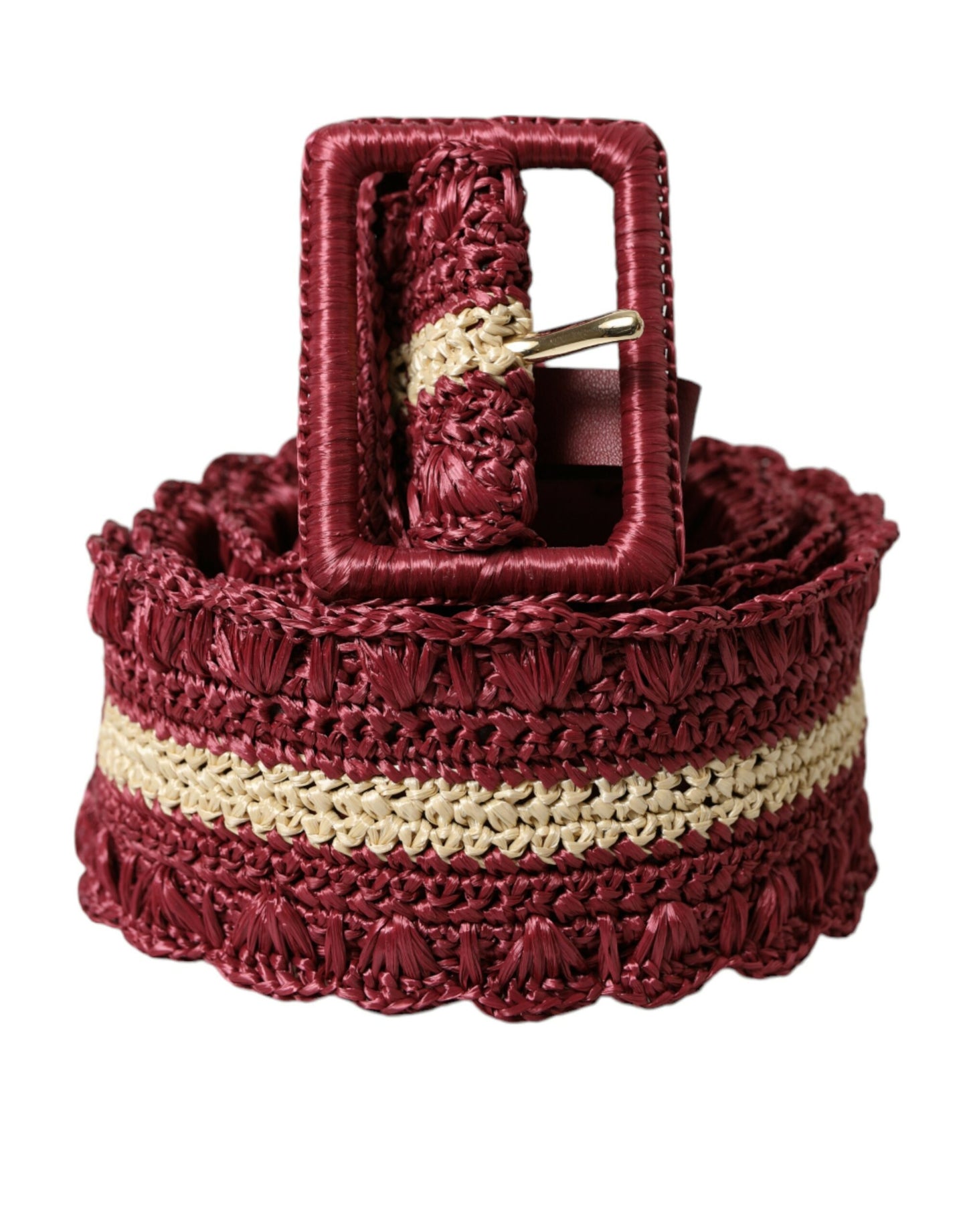 Dolce & Gabbana Maroon Elegance Lærredsbælte