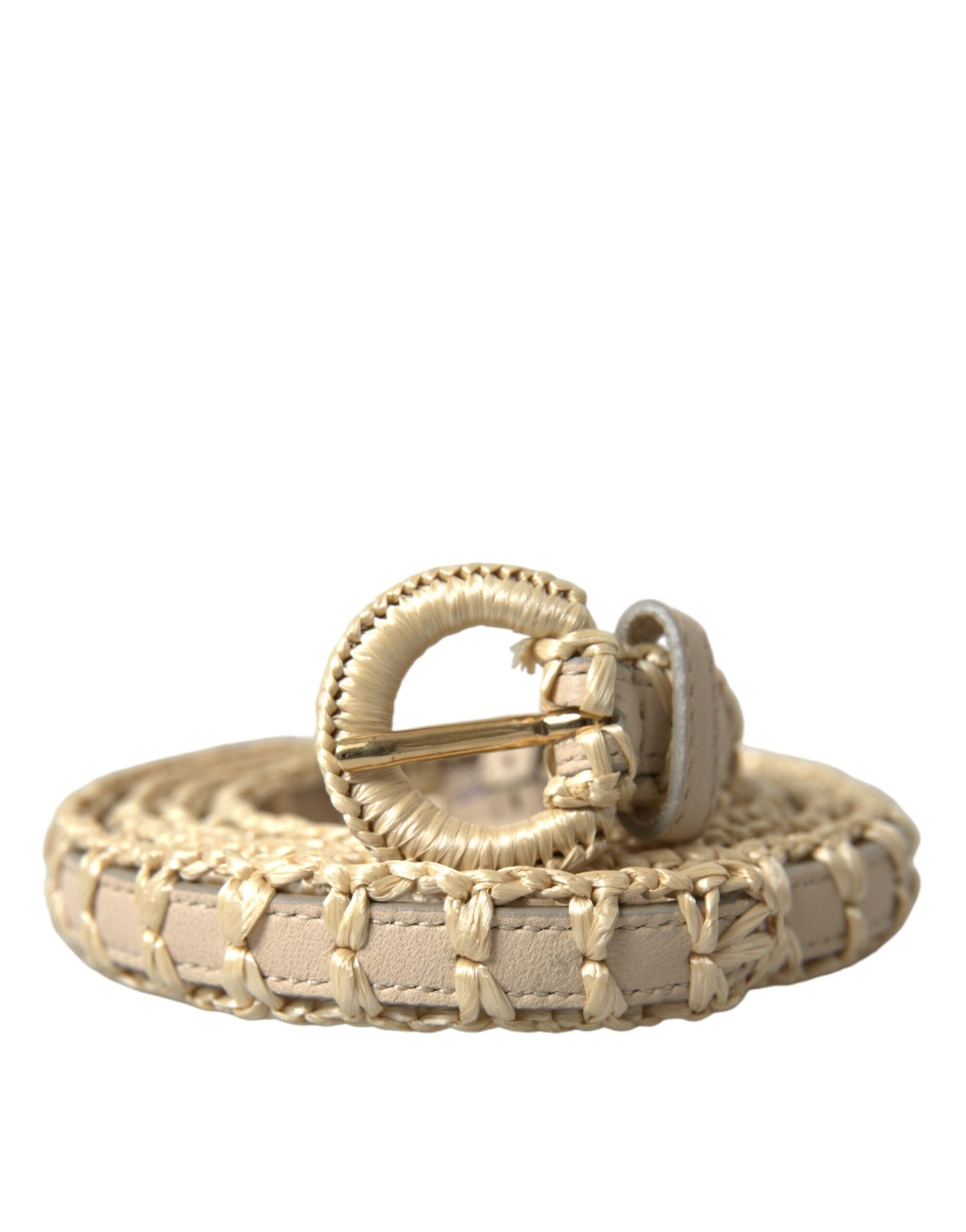 Dolce & Gabbana Elegant Beige Læderbælte