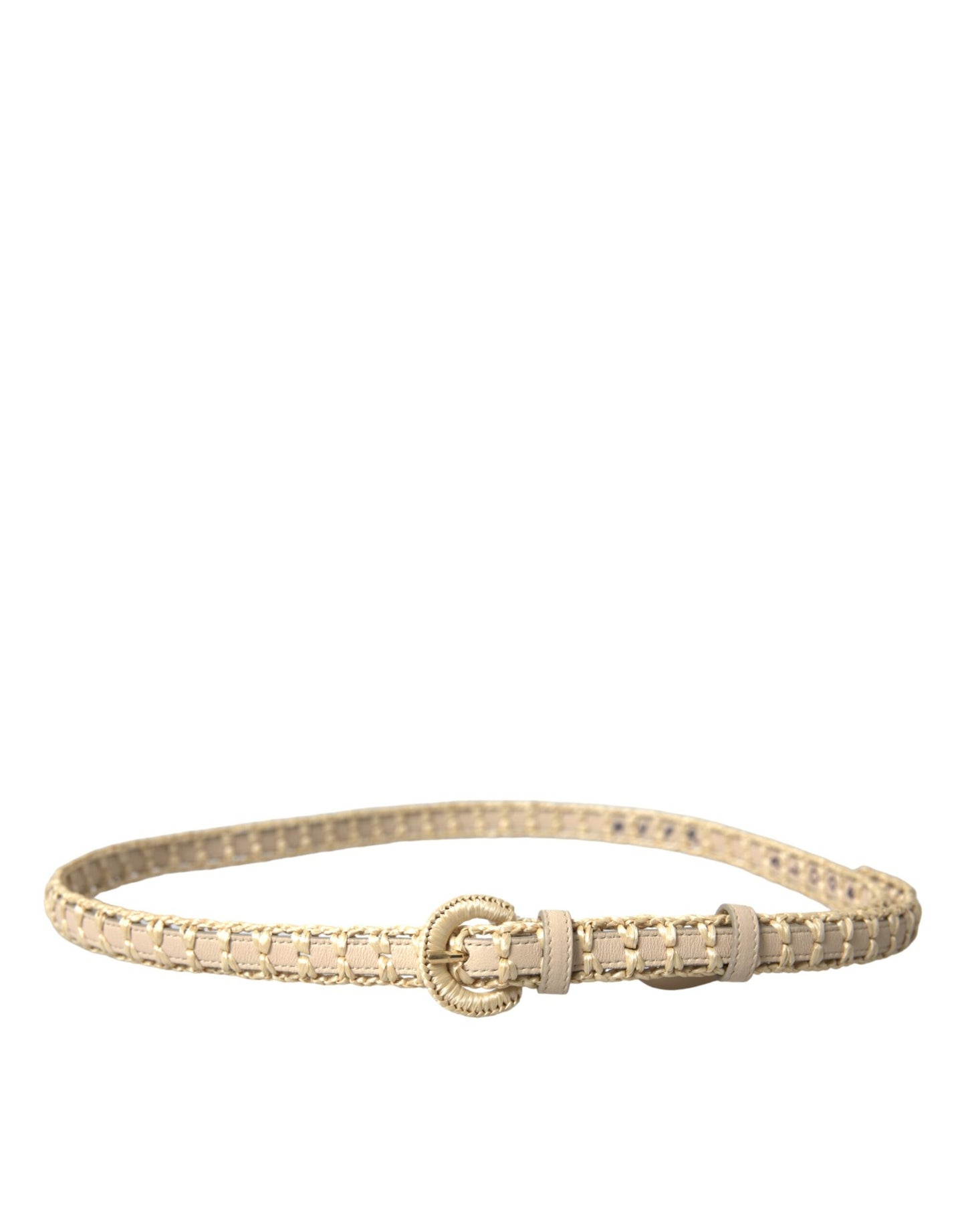 Dolce & Gabbana Elegant Beige Læderbælte