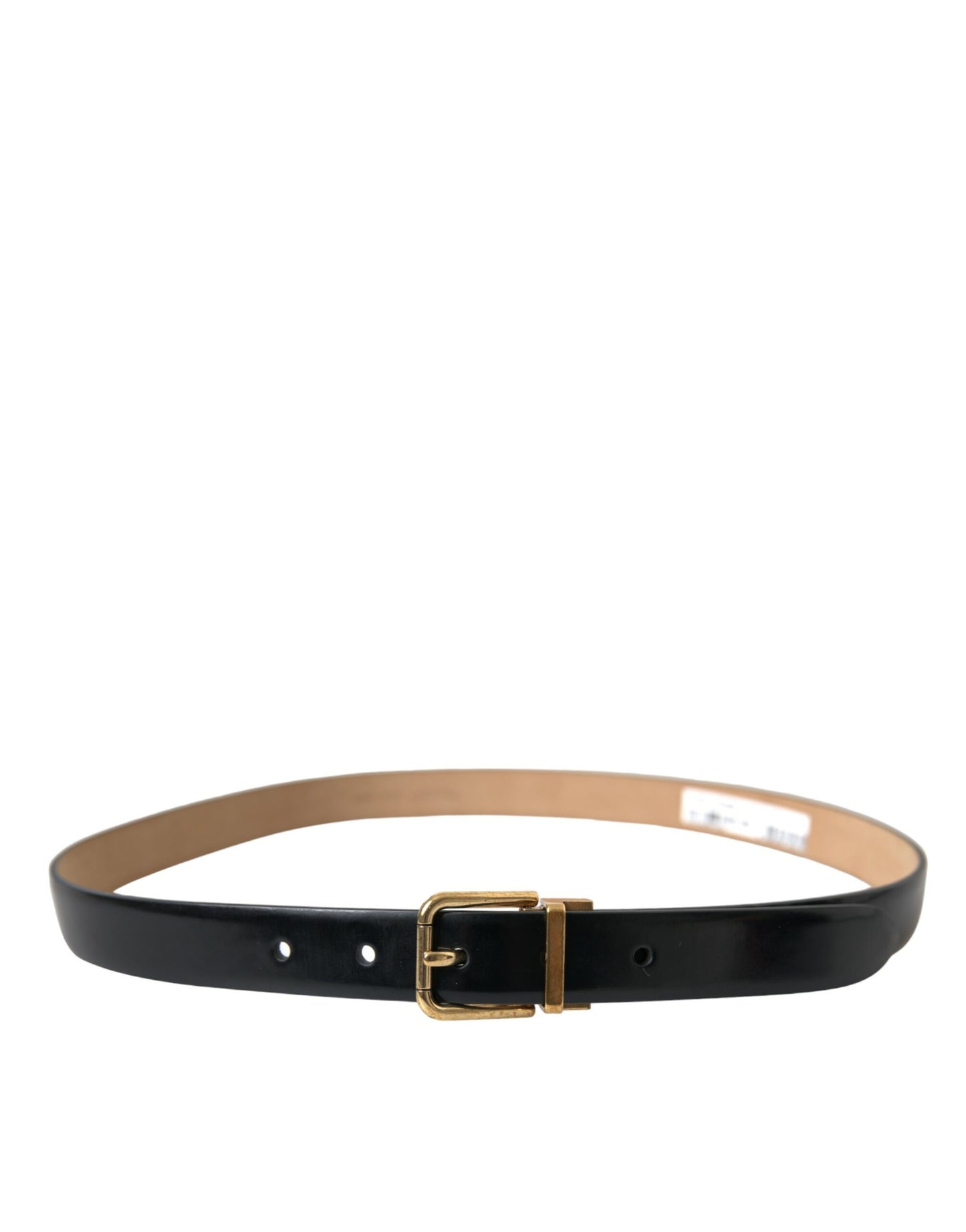 Dolce & Gabbana Elegant Sort Læderbælte med Logospænde