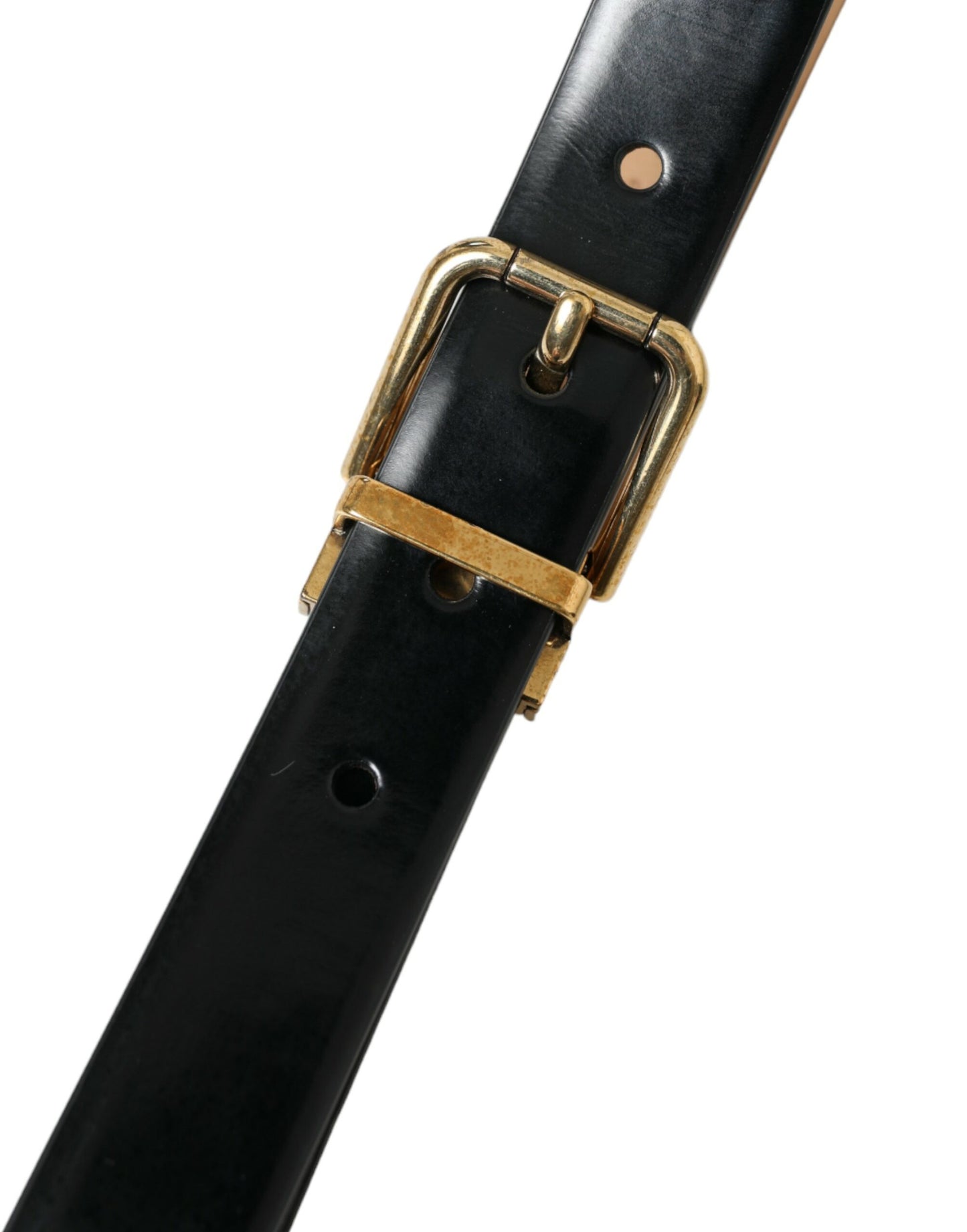 Dolce & Gabbana Elegant Sort Læderbælte med Logospænde