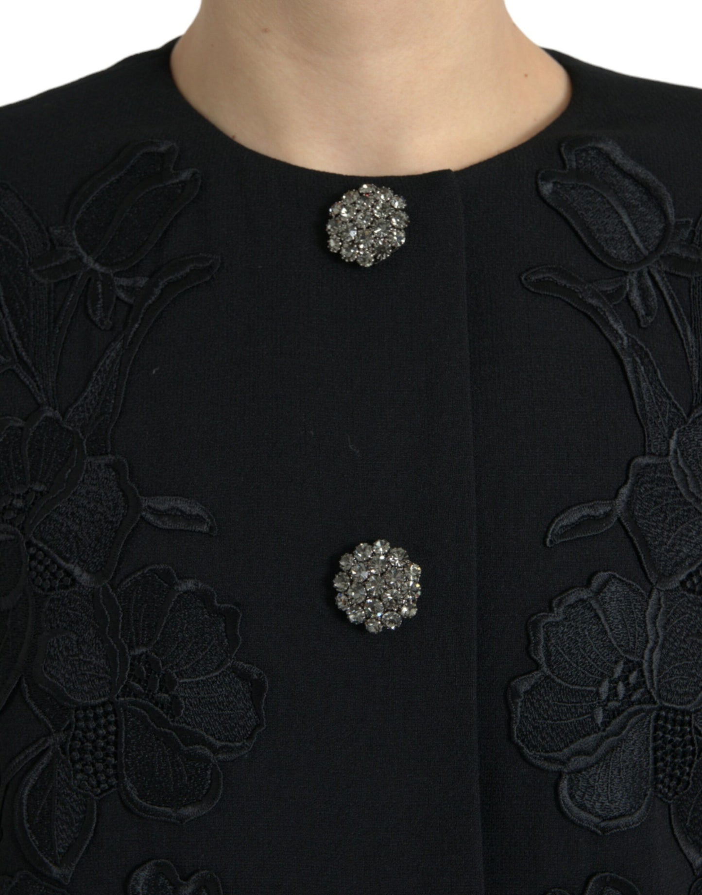 Dolce & Gabbana Elegant Blomsterprintet Uld Trenchcoat med Knapper
