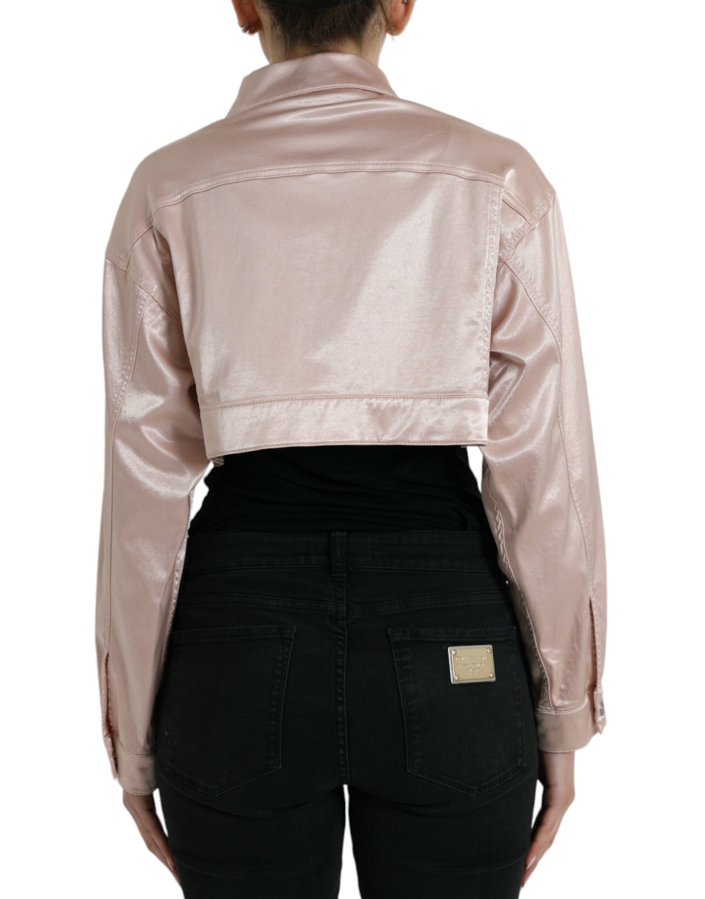 Dolce & Gabbana Elegant Pink Cropped Denimjakke