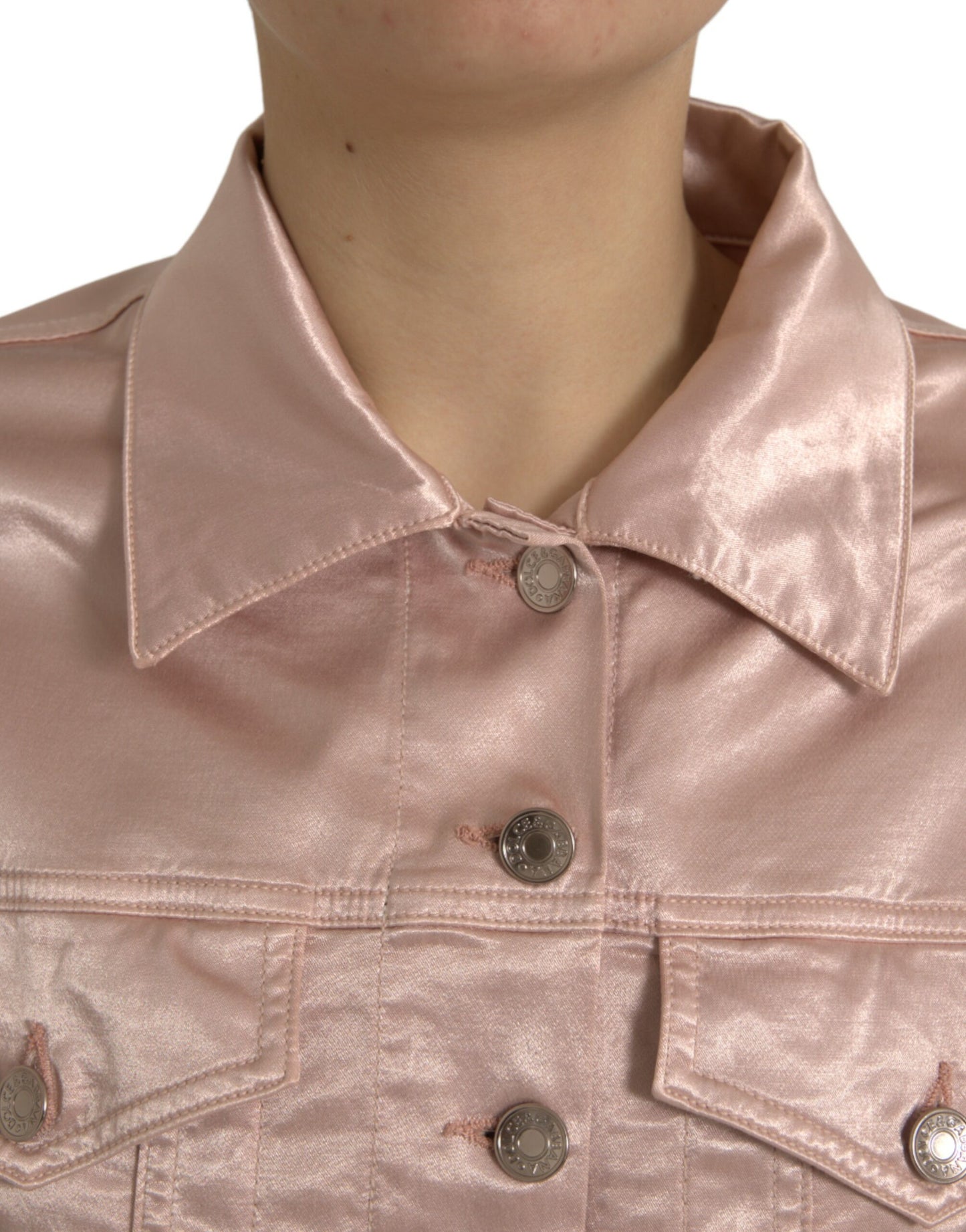 Dolce & Gabbana Elegant Pink Cropped Denimjakke