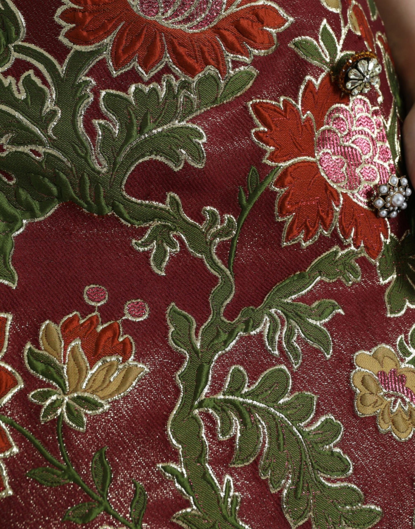 Dolce & Gabbana Kastanjebrun Blomsterjacquard Mini Nederdel