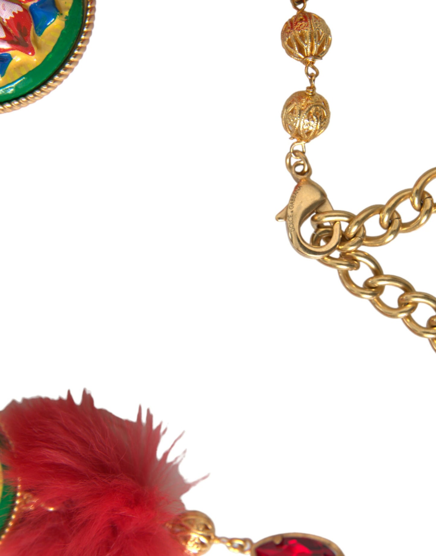 Dolce & Gabbana Guld Messing Rød Pels Krystal Talje Torero Bælte