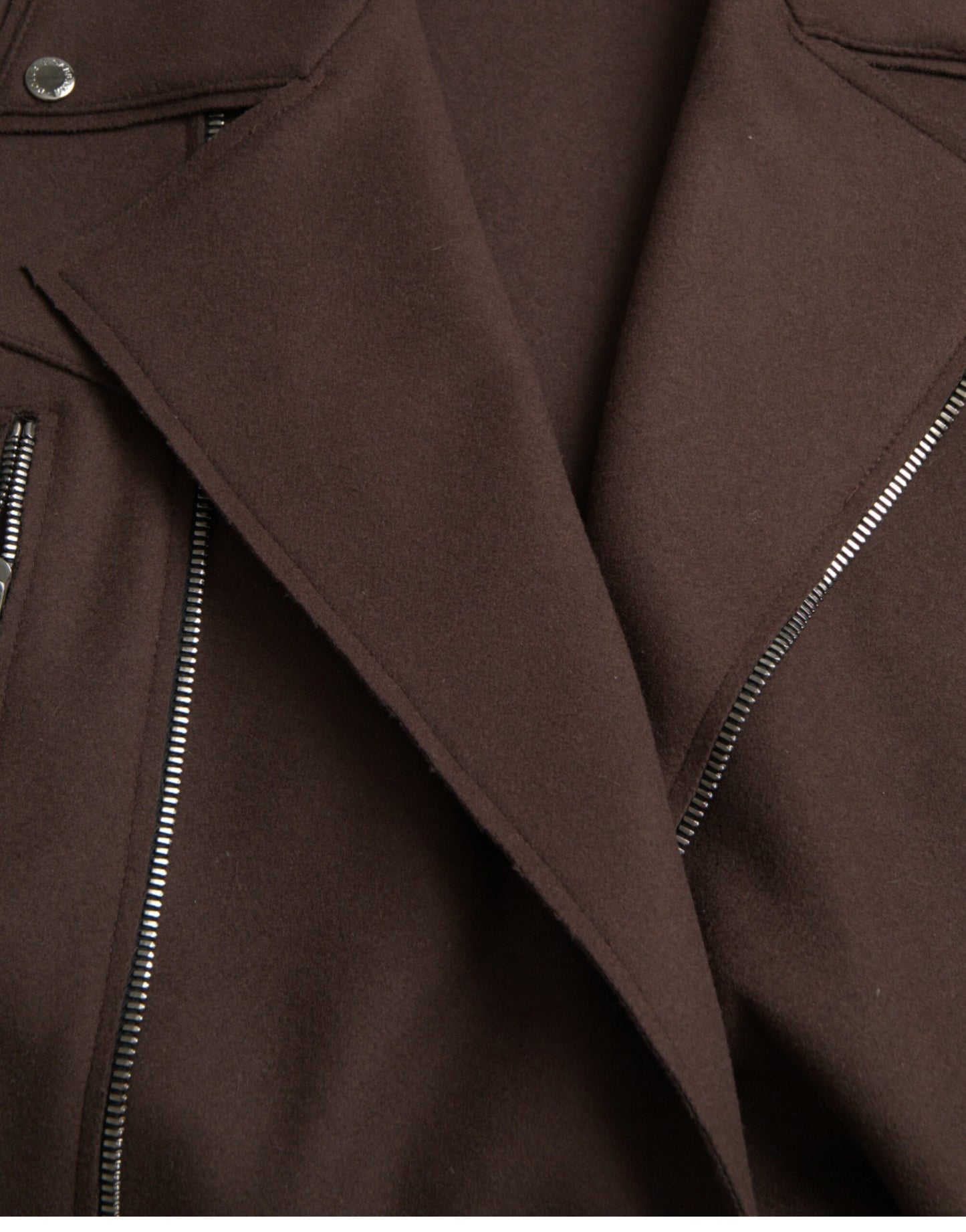 Dolce & Gabbana Brun Frakke Kort Biker Uldjakke