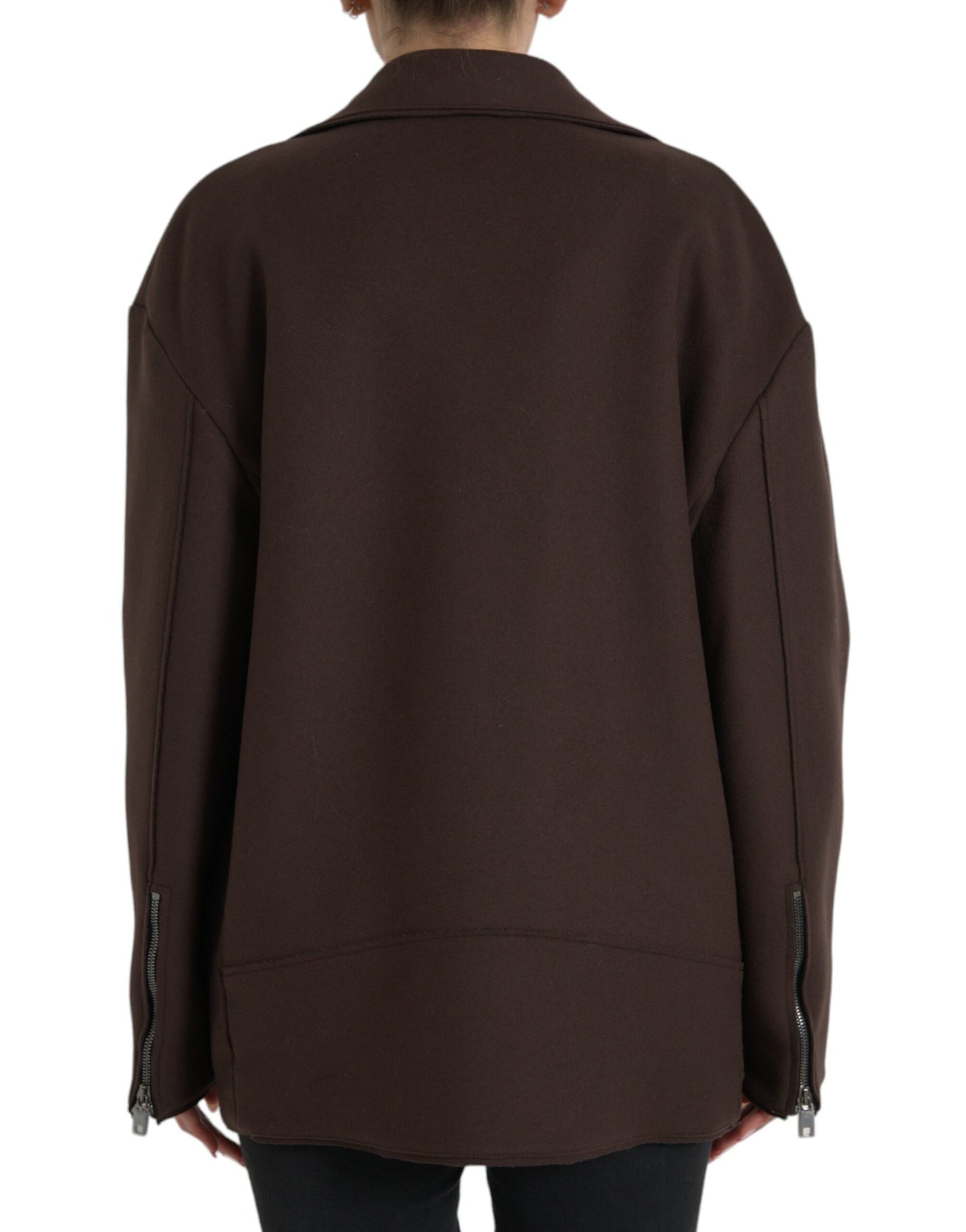 Dolce & Gabbana Brun Frakke Kort Biker Uldjakke