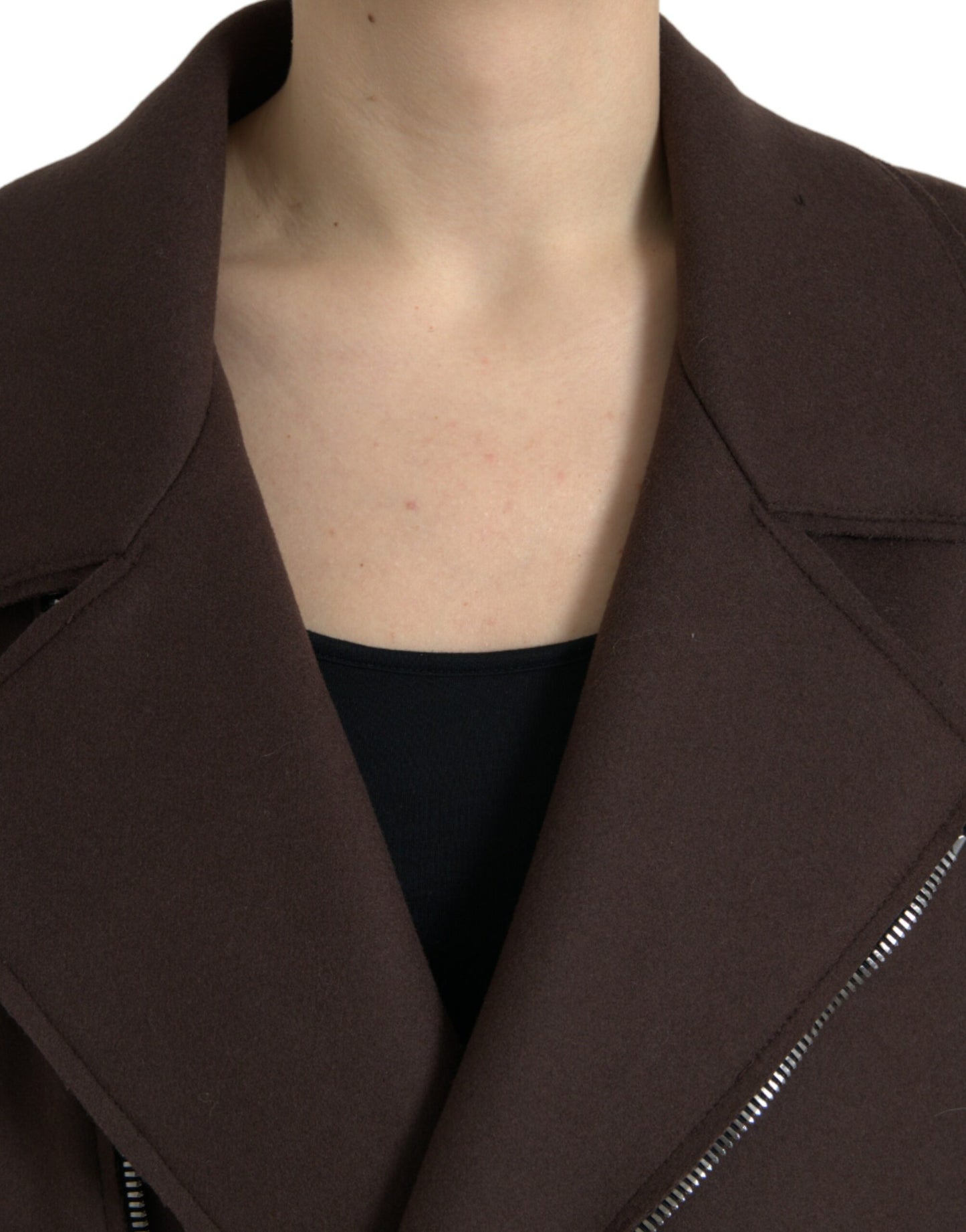 Dolce & Gabbana Brun Frakke Kort Biker Uldjakke