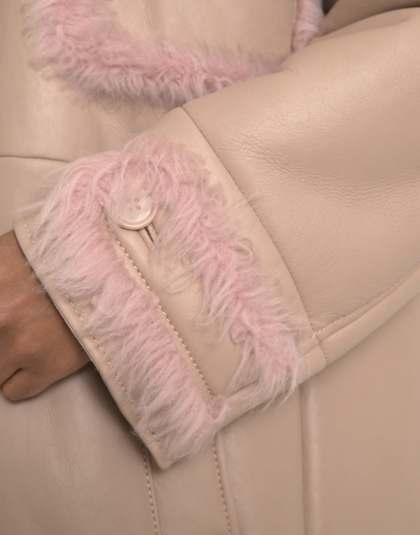 Dolce & Gabbana Beige Pink Lammeskindsjakke
