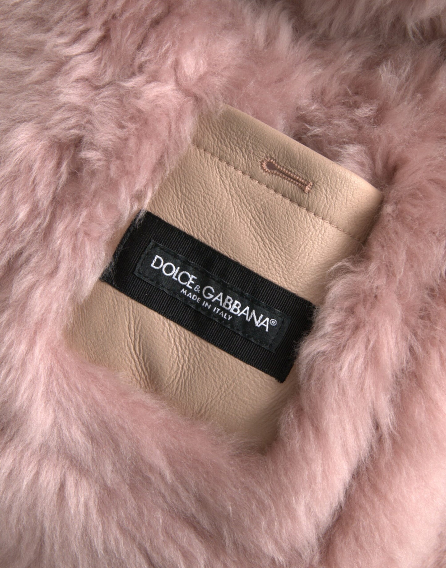 Dolce & Gabbana Beige Pink Lammeskindsjakke
