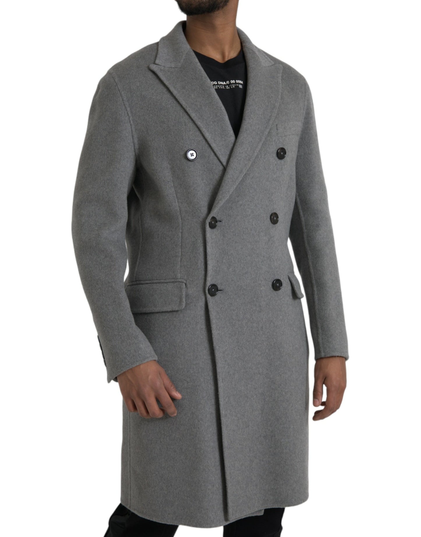 Dolce & Gabbana Grå Dobbelt Trenchcoat Kashmirjakke