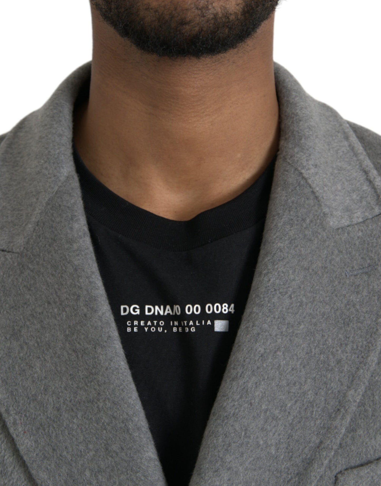 Dolce & Gabbana Grå Dobbelt Trenchcoat Kashmirjakke