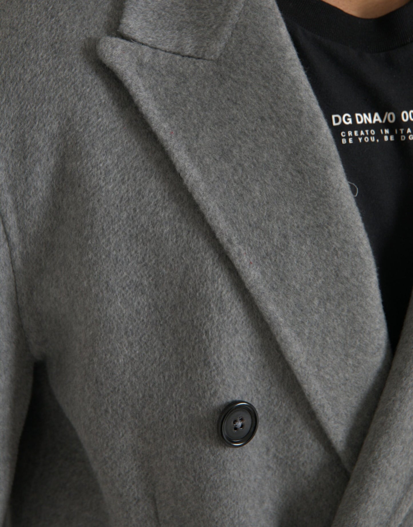 Dolce & Gabbana Grå Dobbelt Trenchcoat Kashmirjakke