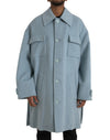 Dolce & Gabbana Lyseblå Uld Trenchcoat Jakke Med Knapper