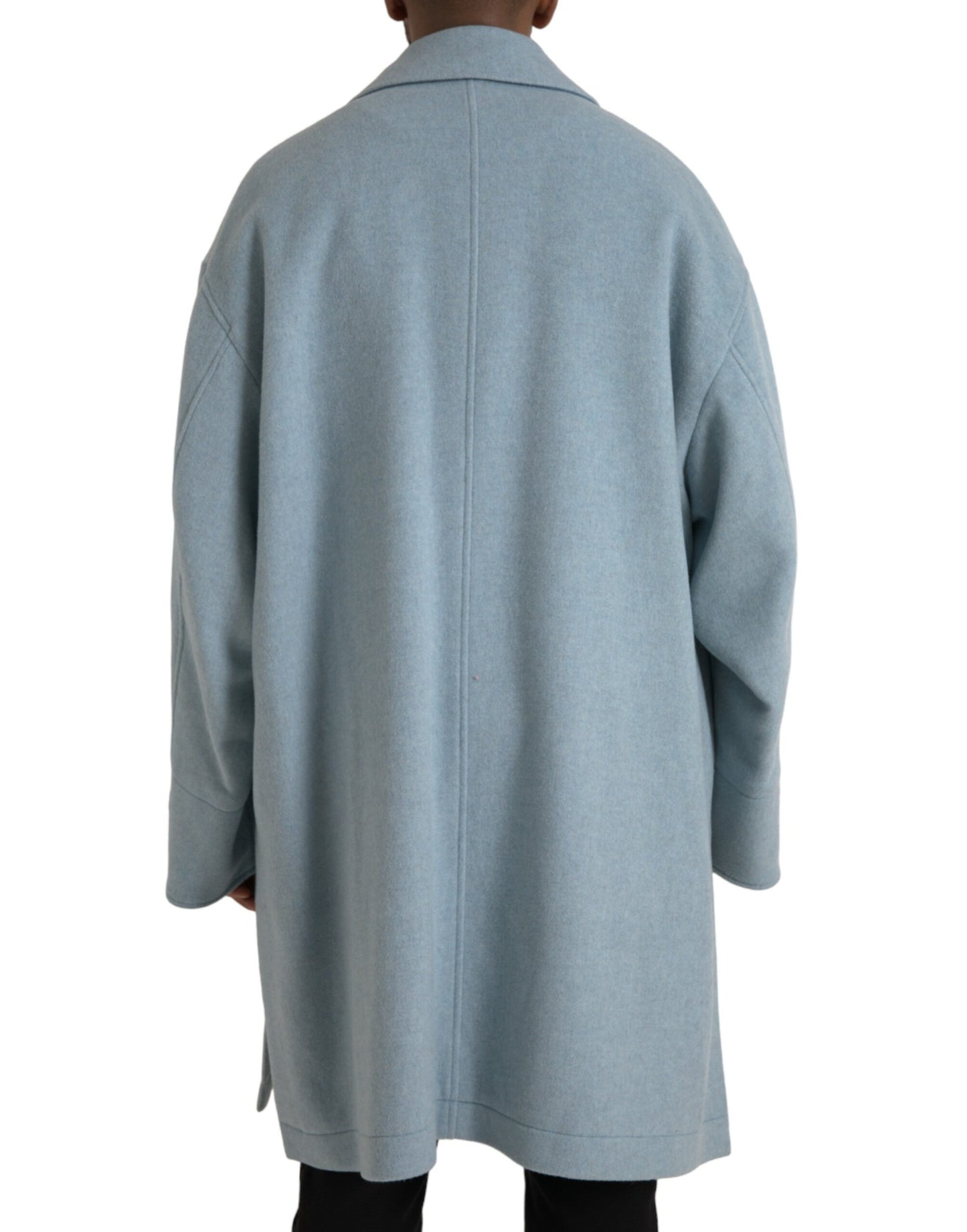 Dolce & Gabbana Lyseblå Uld Trenchcoat Jakke Med Knapper