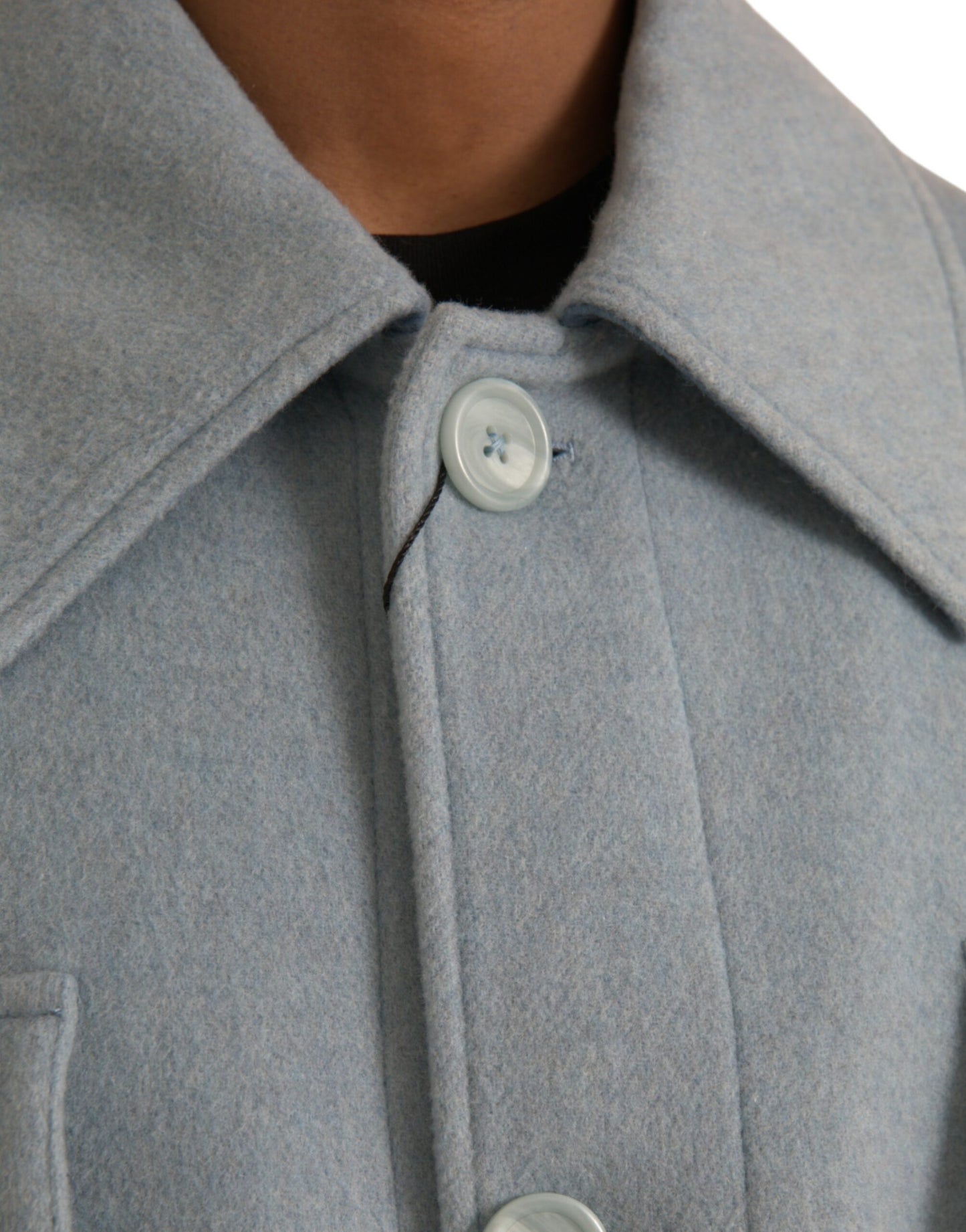 Dolce & Gabbana Lyseblå Uld Trenchcoat Jakke Med Knapper