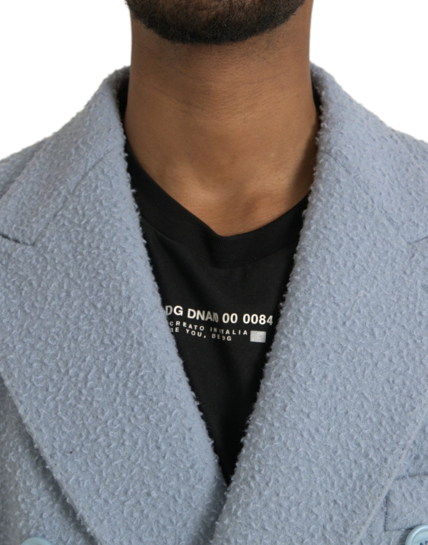Dolce & Gabbana Blå Dobbeltradet Lang Trenchcoat Jakke