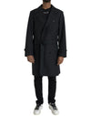 Dolce & Gabbana Sort Dobbeltradet Trenchcoat Jakke