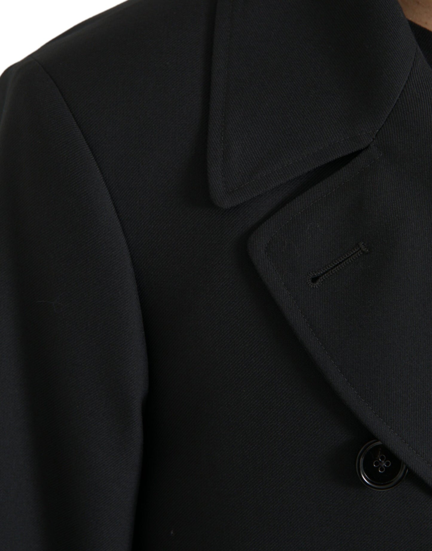 Dolce & Gabbana Sort Dobbeltradet Trenchcoat Jakke