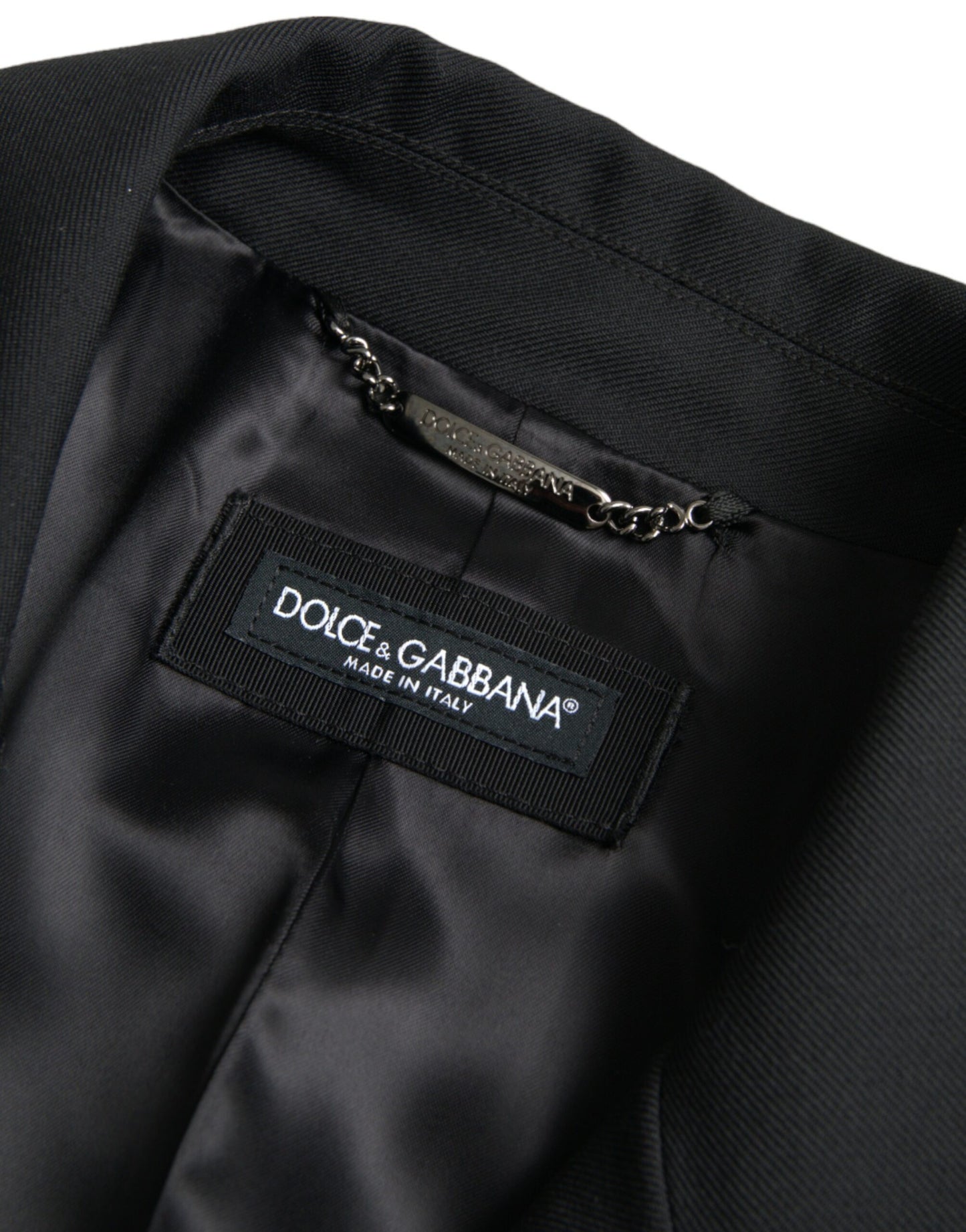 Dolce & Gabbana Sort Dobbeltradet Trenchcoat Jakke