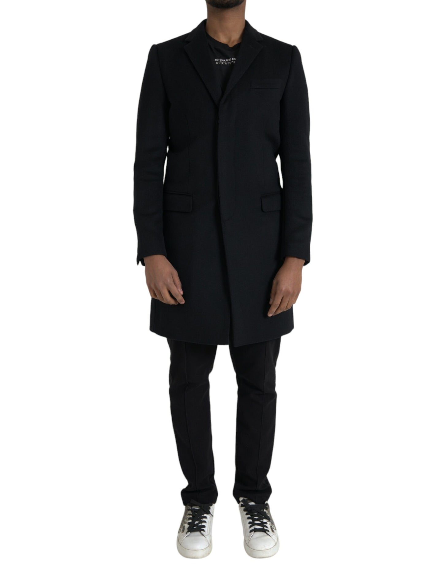 Dolce & Gabbana Sort Enkeltradet Trenchcoat Jakke